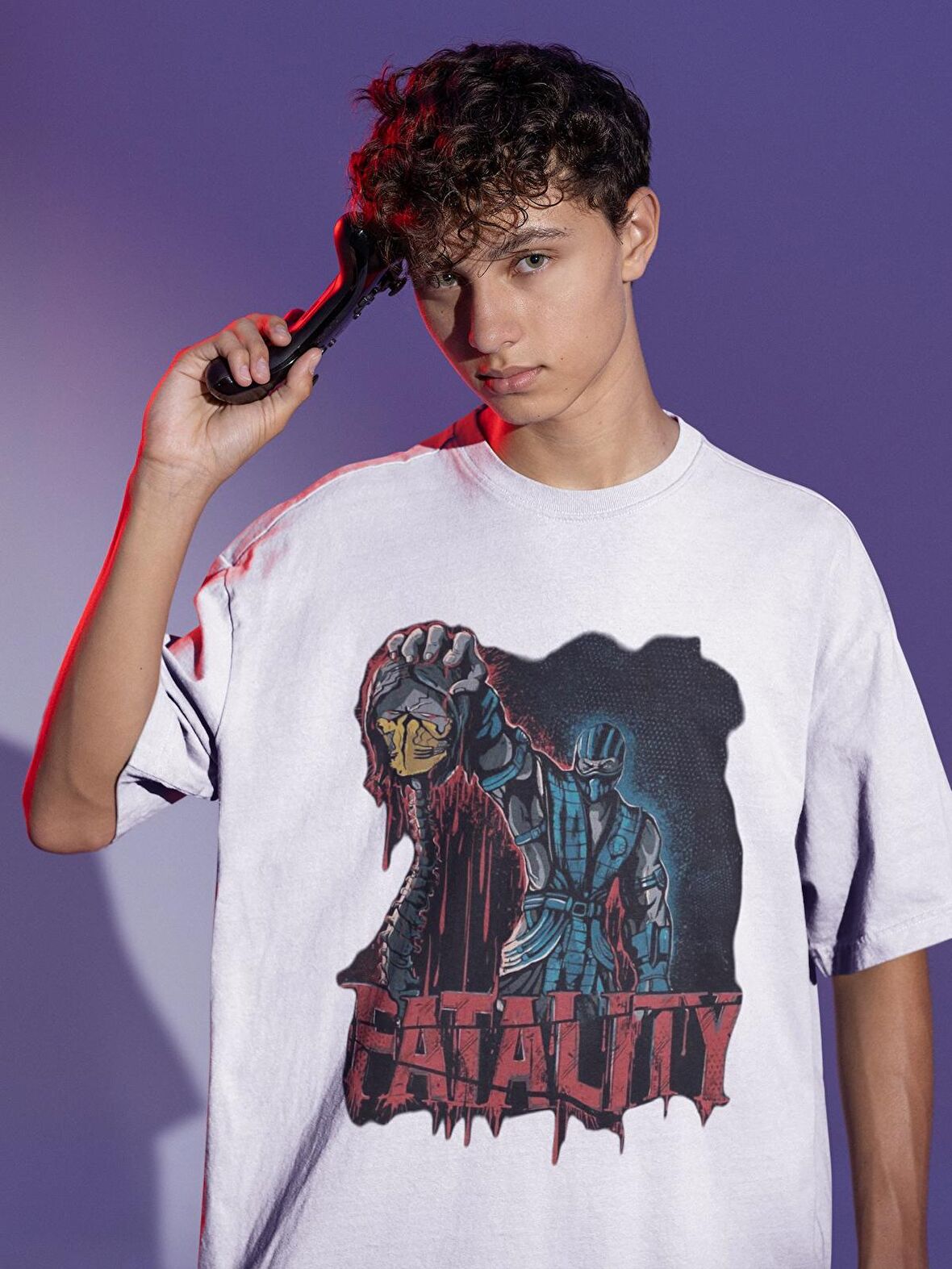 Unisex Sub-Zero Baskılı Tişört, Mortal Kombat Baskılı T-shirt