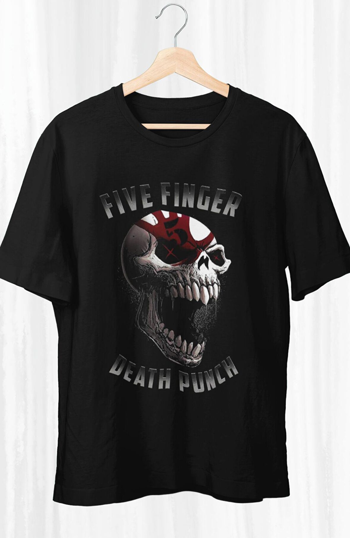 Five Finger Death Punch Baskılı T-shirt, Unisex Rock Metal Müzik Temalı Tişört
