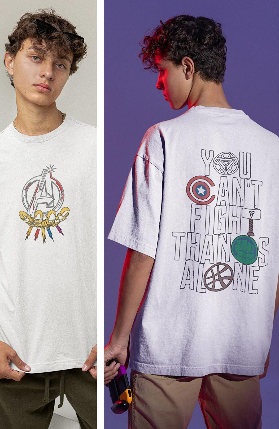 Avengers Sırt Baskılı Tişört, Erkek-Kadın Yenilmezler  T-Shirt