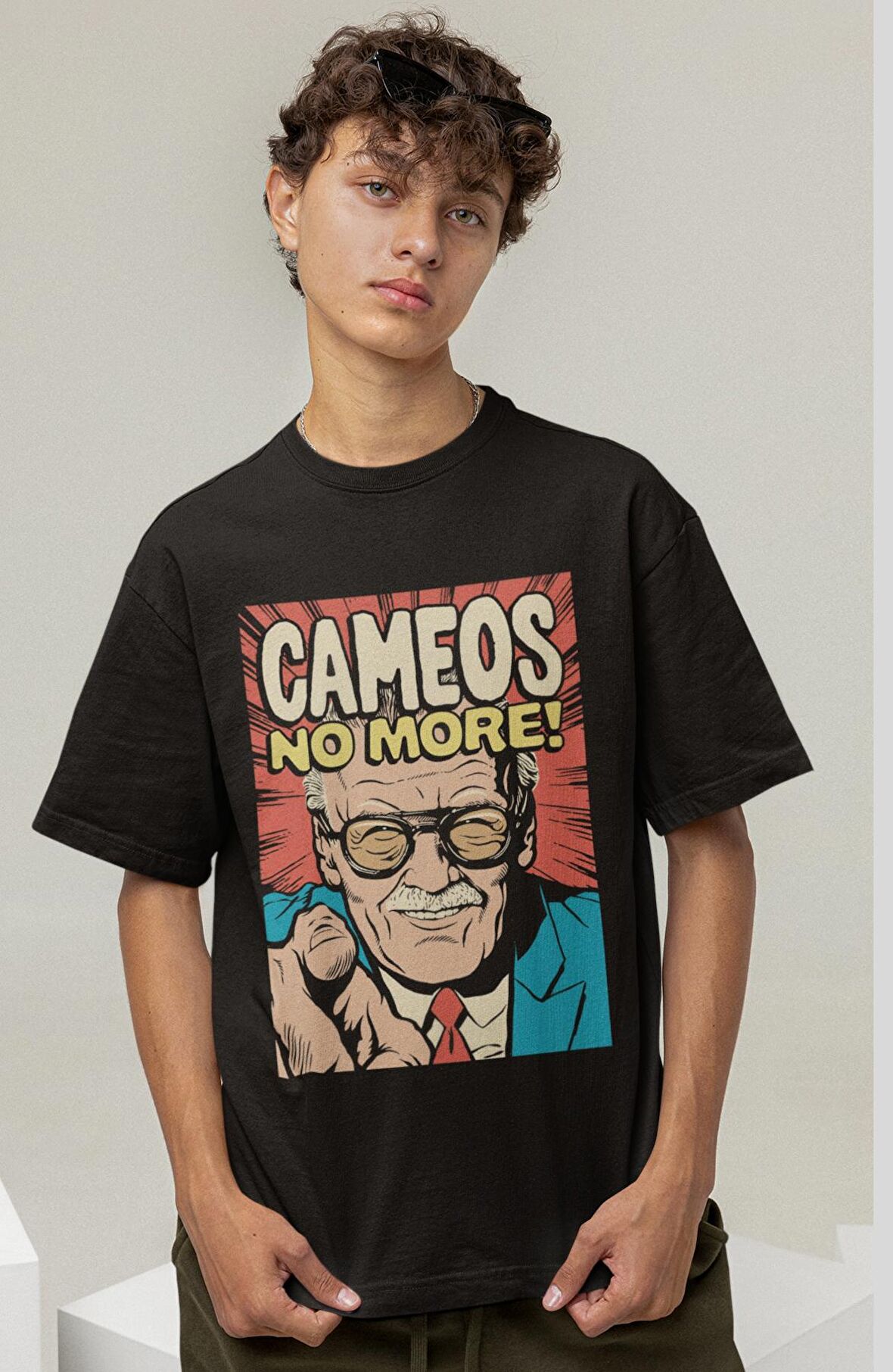 Stan Lee Cameos No More Baskılı Tişört, Erkek-Kadın Marvel Kurucusu Baskılı T-Shirt