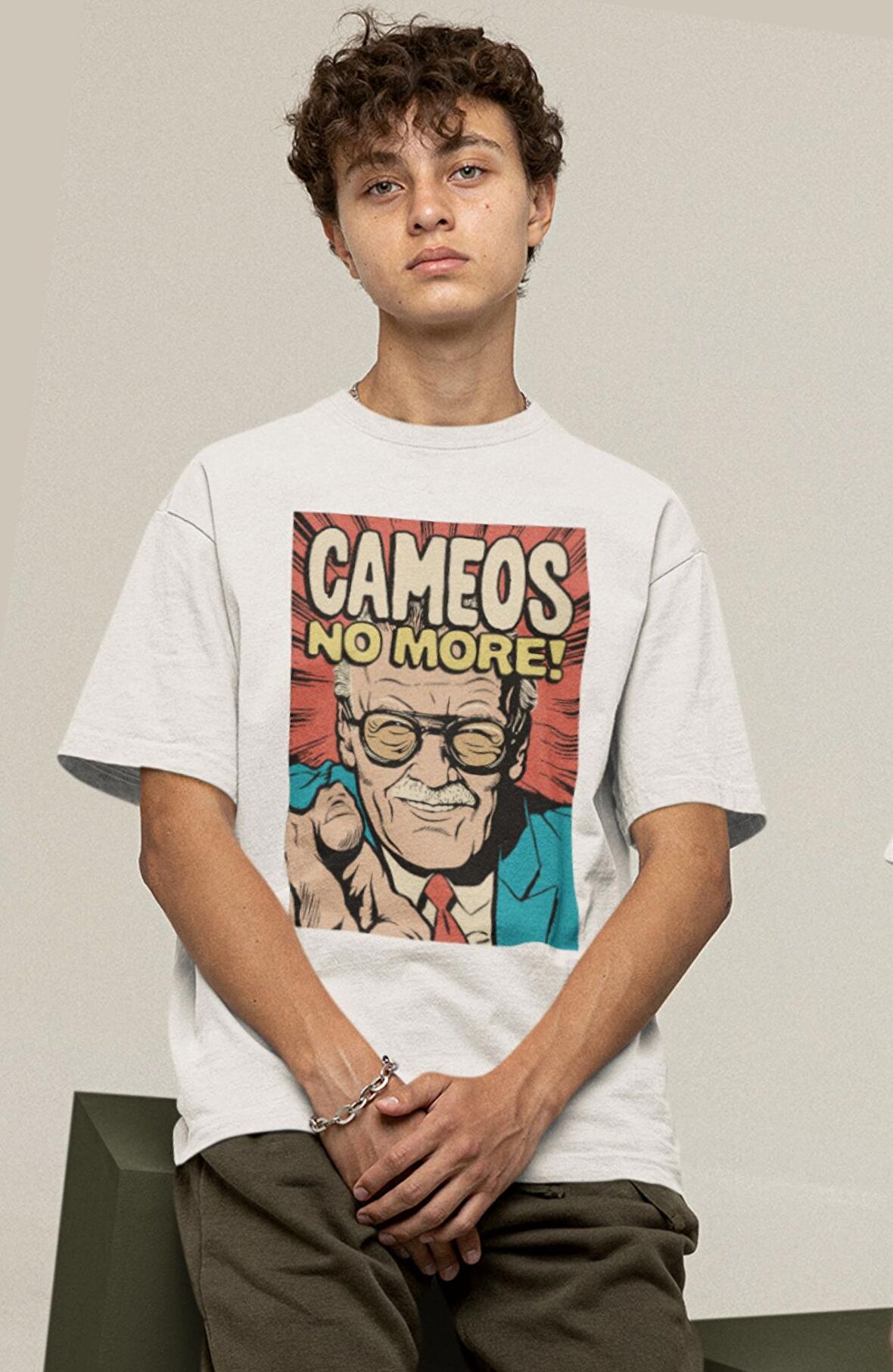 Stan Lee Cameos No More Baskılı Tişört, Erkek-Kadın Marvel Kurucusu Baskılı T-Shirt