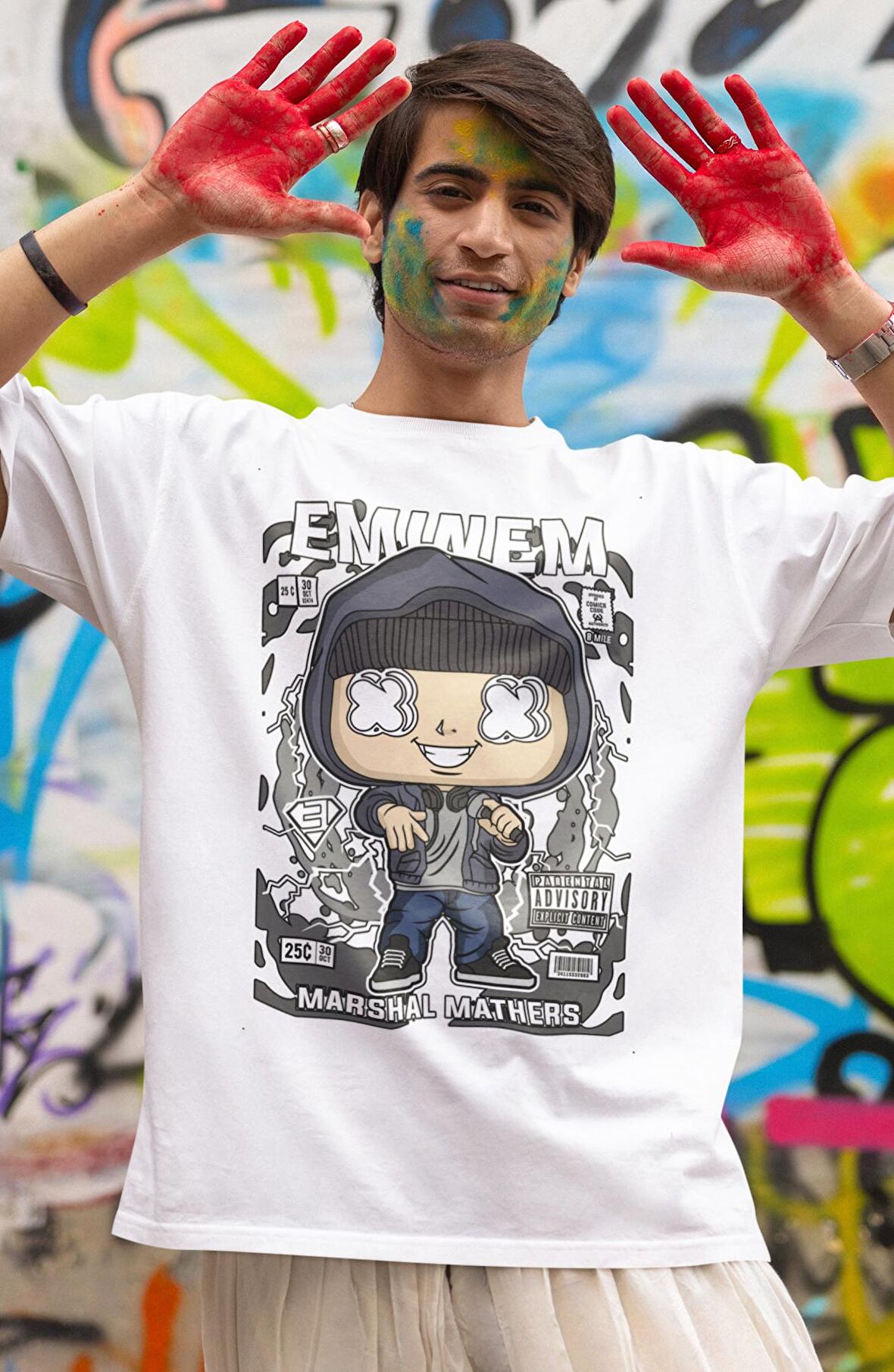 Eminem Baskılı Tişört, Erkek-Kadın Mini Eminem Baskılı T-Shirt