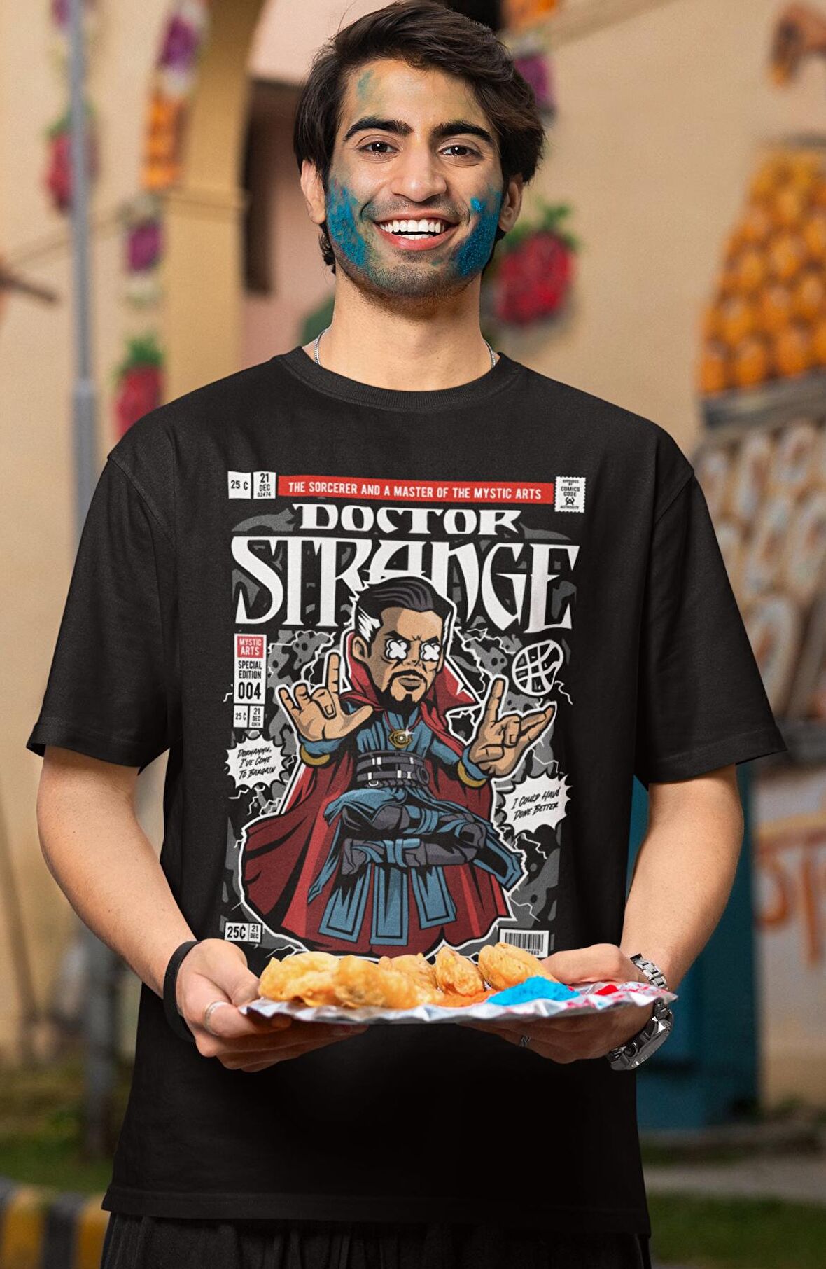Minyatür Doctor Strange Baskılı Tişört, Erkek-Kadın Marvel Baskılı T-Shirt