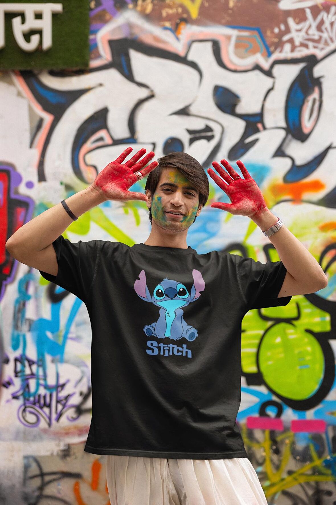 Stitch Yazılı Tişört, Erkek-Kadın Stitch Angel Baskılı Couople T-Shirt