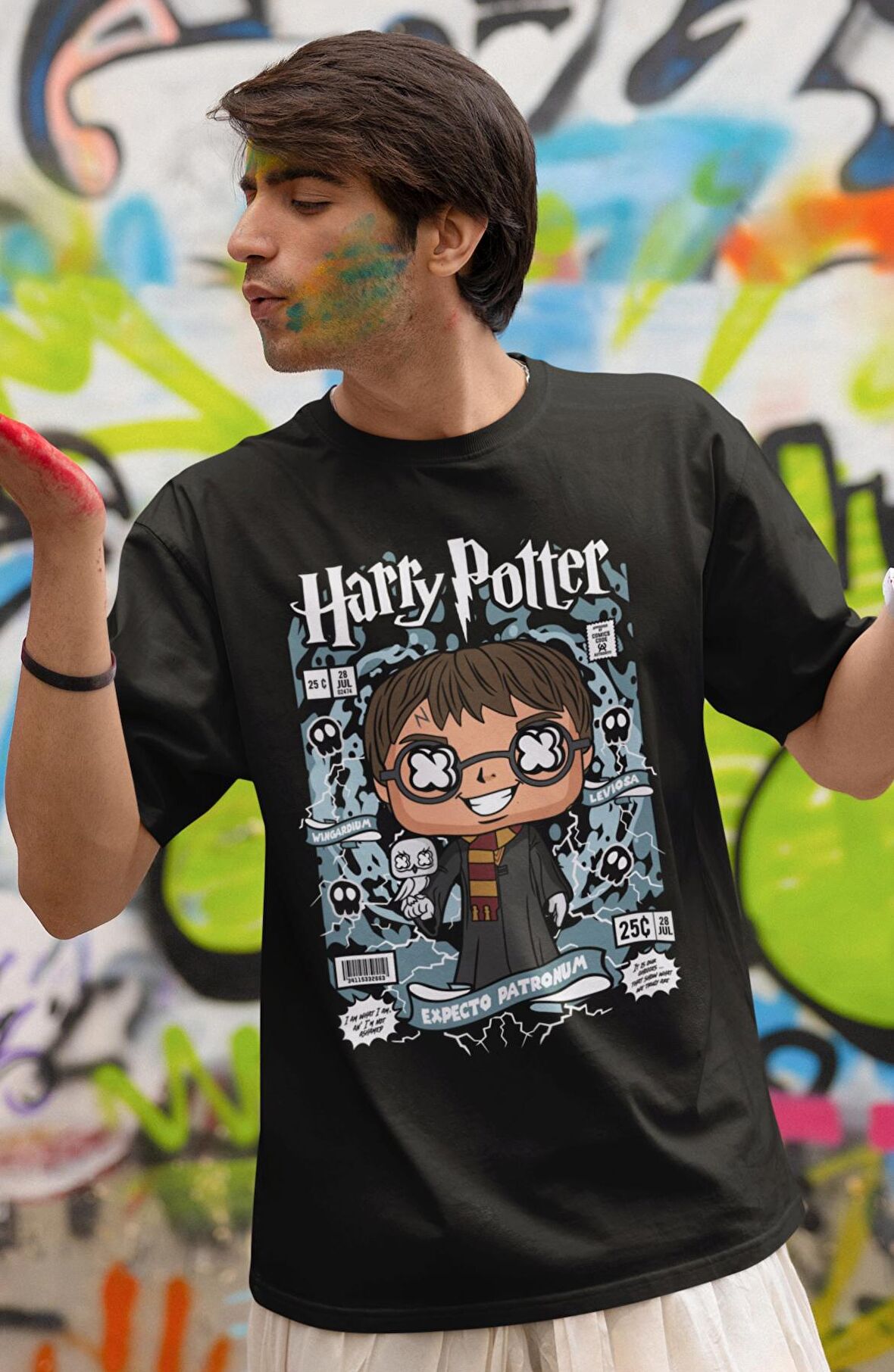 Minyatür Harry Potter Baskılı Tişört, Erkek-Kadın HP Baskılı T-Shirt