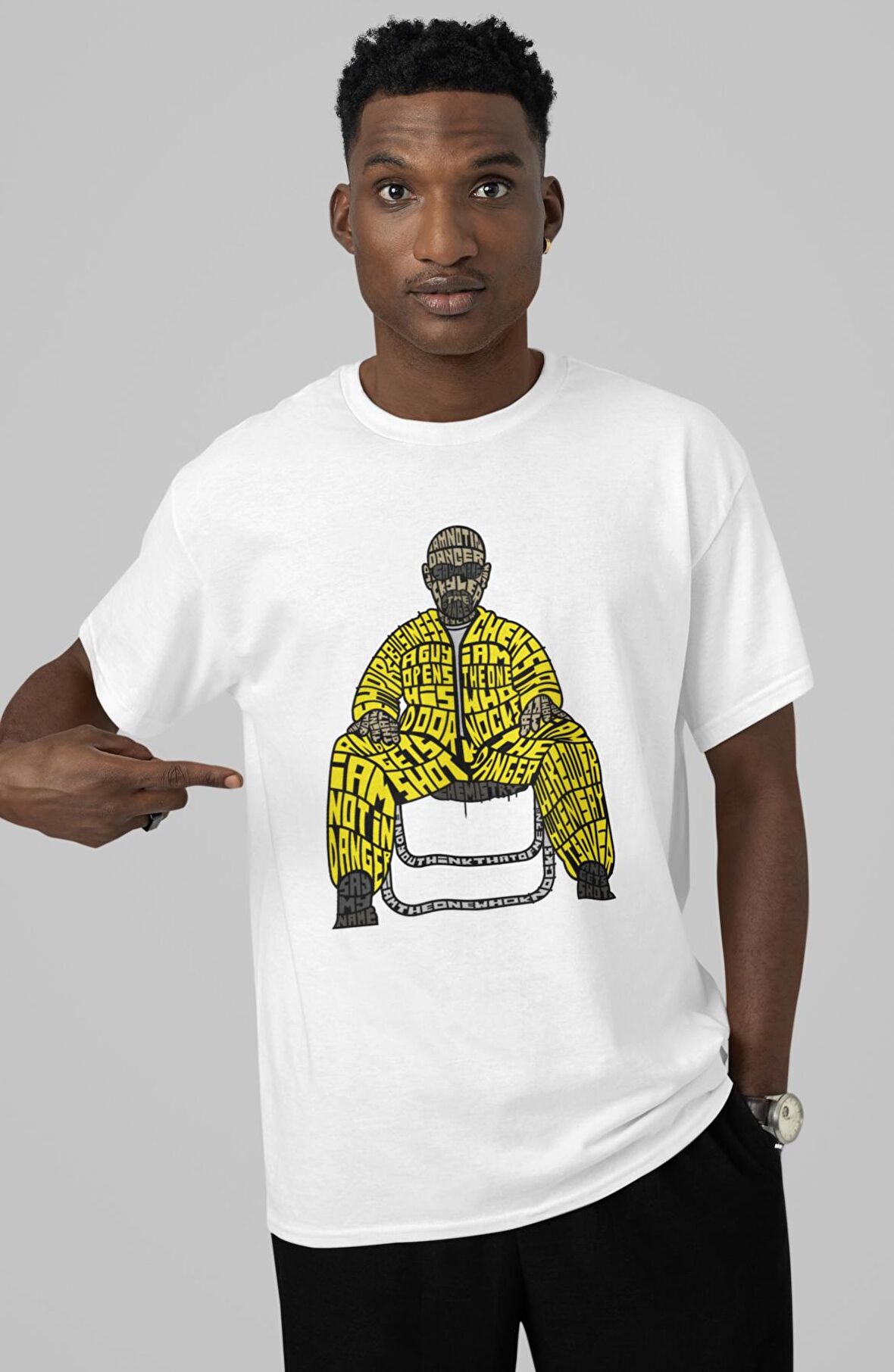 Kaligrafik Breaking Bad Walter White Baskılı Tişört, Erkek-Kadın Kaligrafik Baskılı T-Shirt