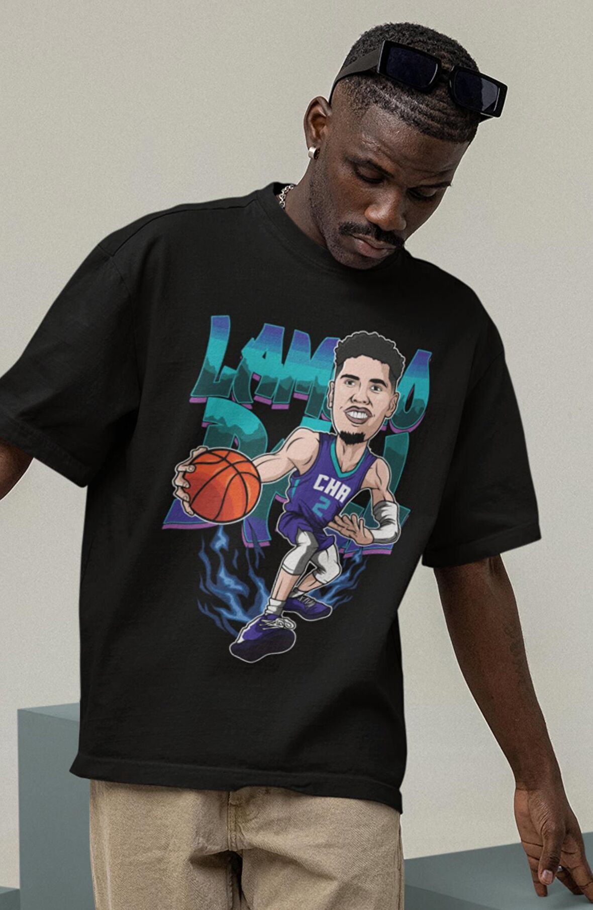 Unisex Lamelo Ball Baskılı T-shirt, Erkek-Kadın Basketbol Temalı Tişört