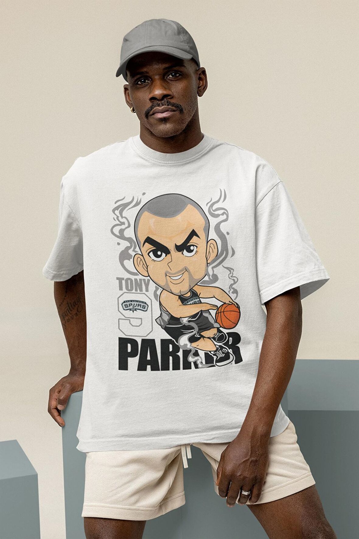 Unisex Tony Parker Baskılı T-shirt, Erkek-Kadın Basketbol Temalı Tişört