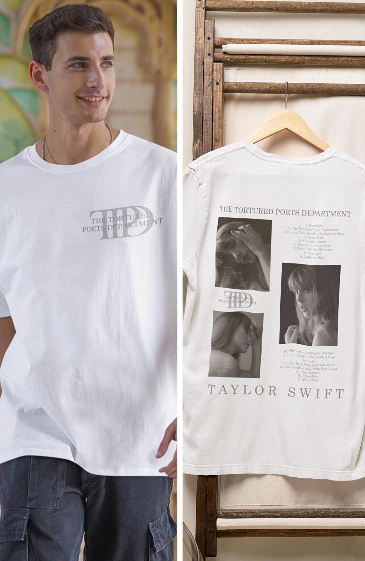 The Tortured Poets Department Şarkıları Sırt Baskılı Tişört, Erkek-Kadın Taylor Swift Baskılı T-shirt