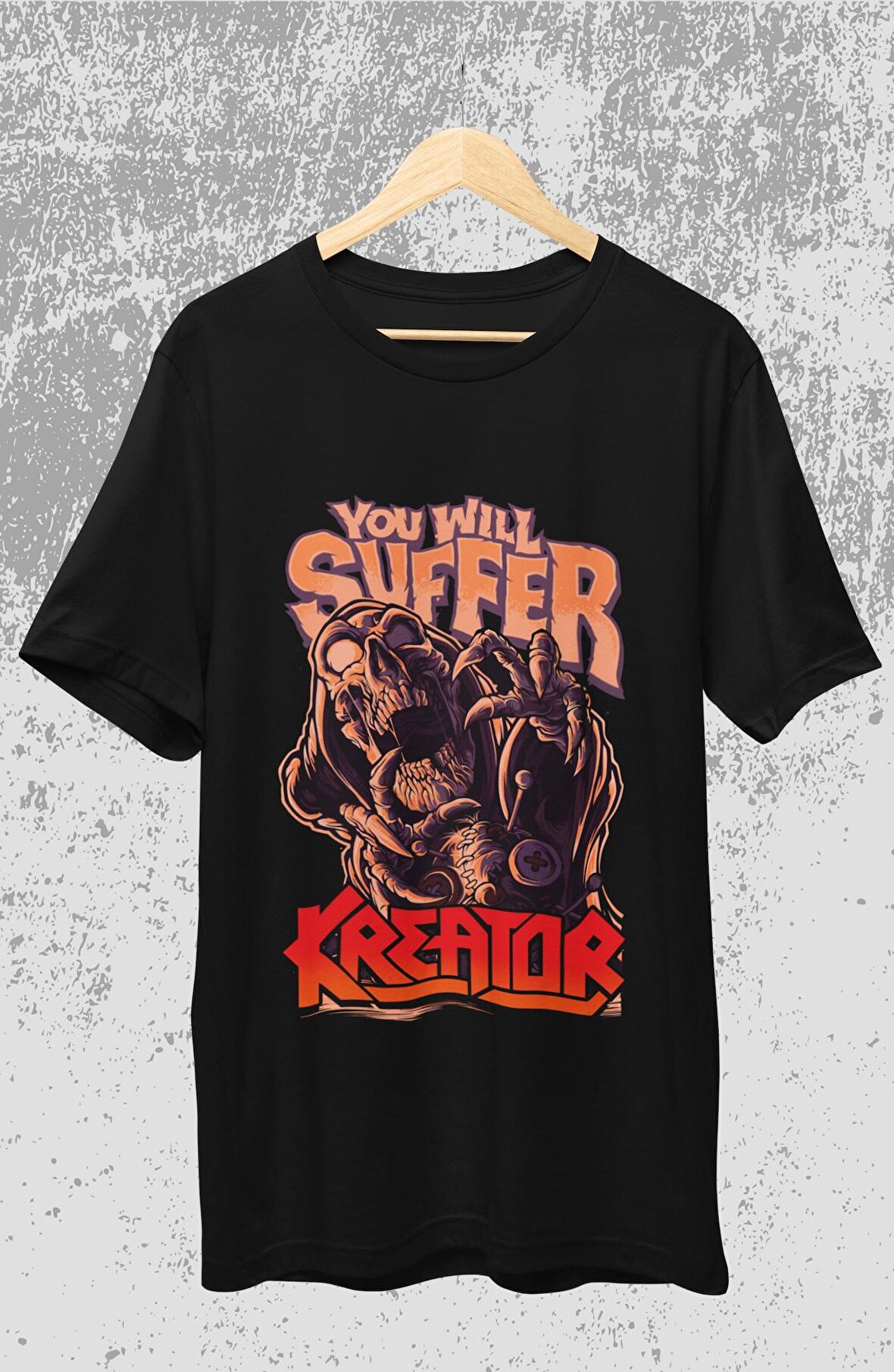 Unisex Kreator Baskılı T-shirt, Rock-Metal Müzik Baskılı Tişört