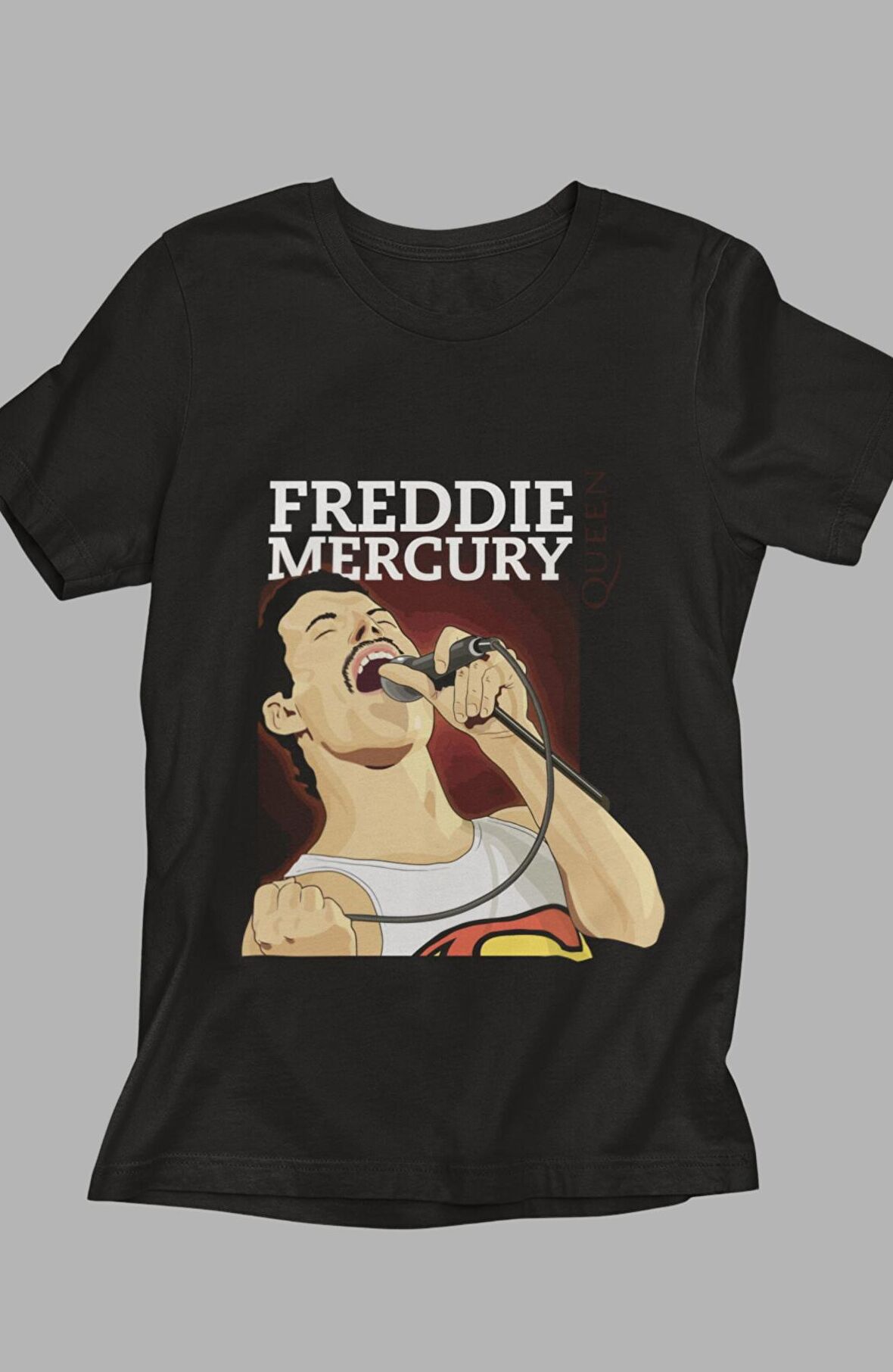 Unisex Freddie Mercury Baskılı T-shirt, Rock-Metal Müzik Baskılı Tişört