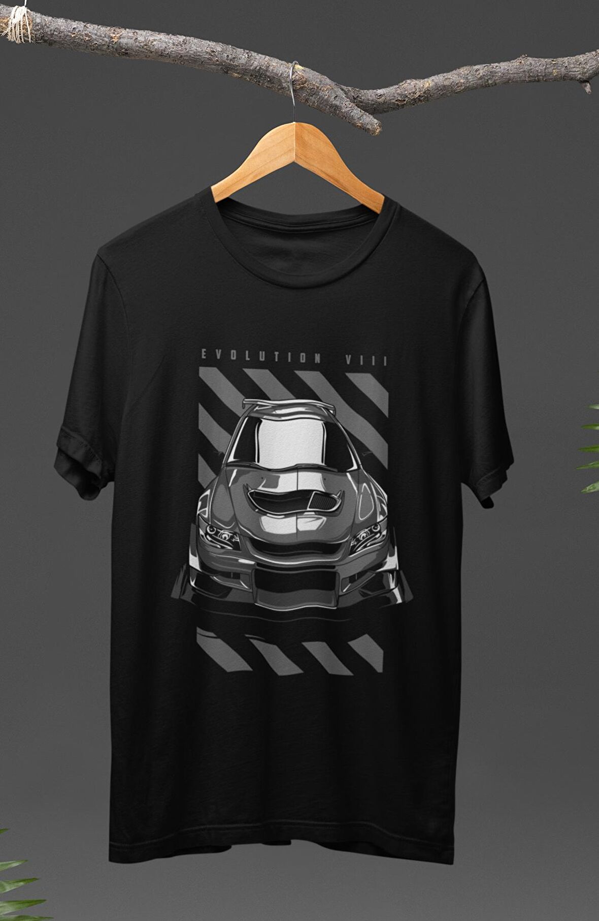 Unisex Mitsubishi Lancer Evolution VIII Baskılı T-shirt, Araba Yarış Temalı Baskılı Tişört