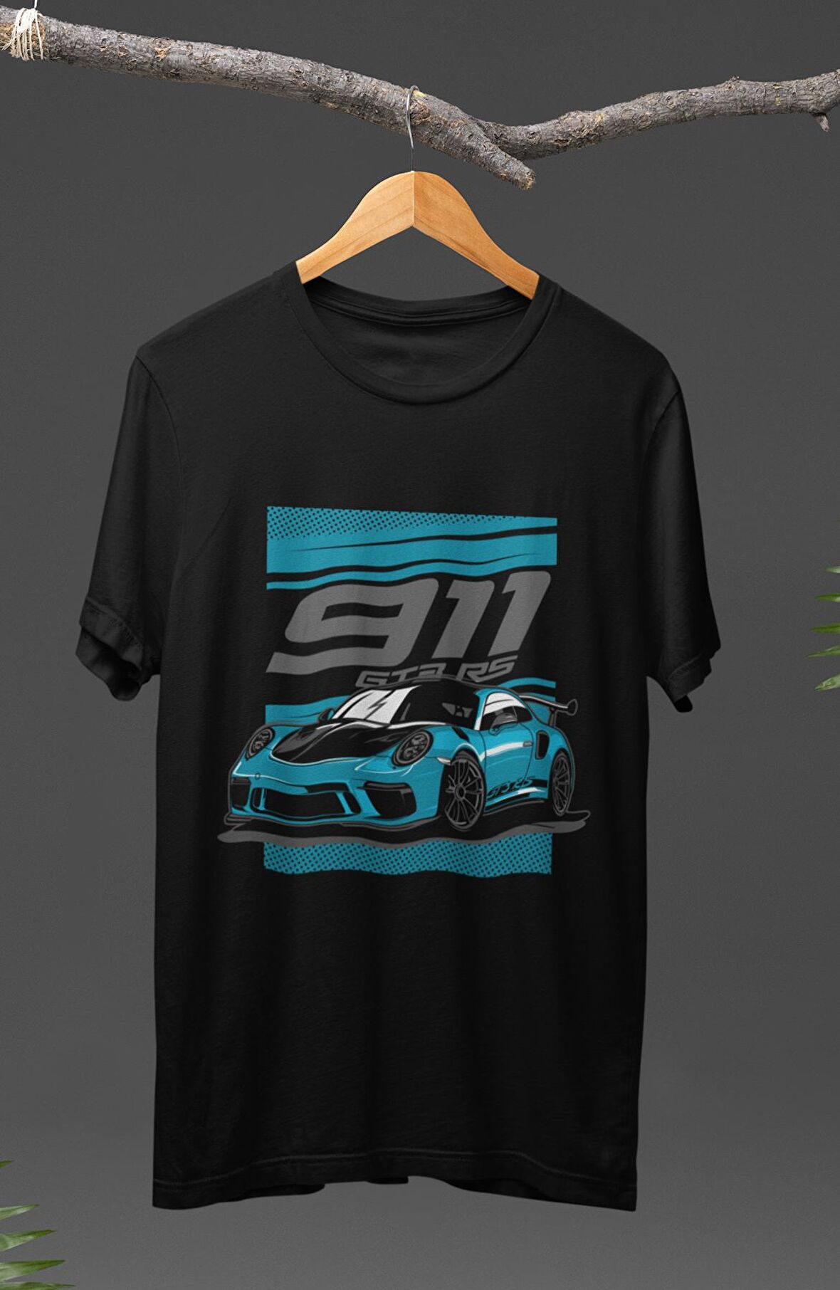 Unisex Porsche 911 GT3 RS Baskılı T-shirt, Araba Yarış Temalı Baskılı Tişört