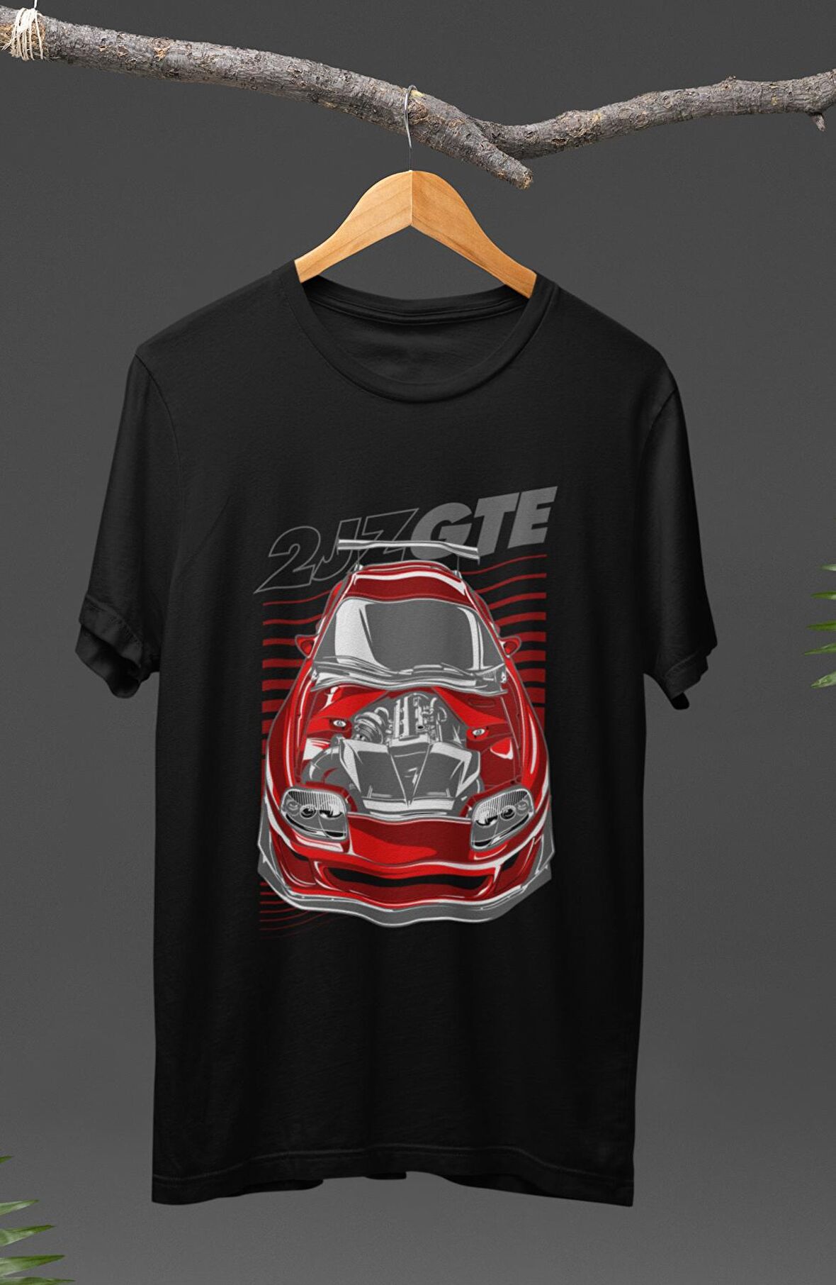Unisex Toyota 2JZGTE Baskılı T-shirt, Araba Yarış Temalı Baskılı Tişört