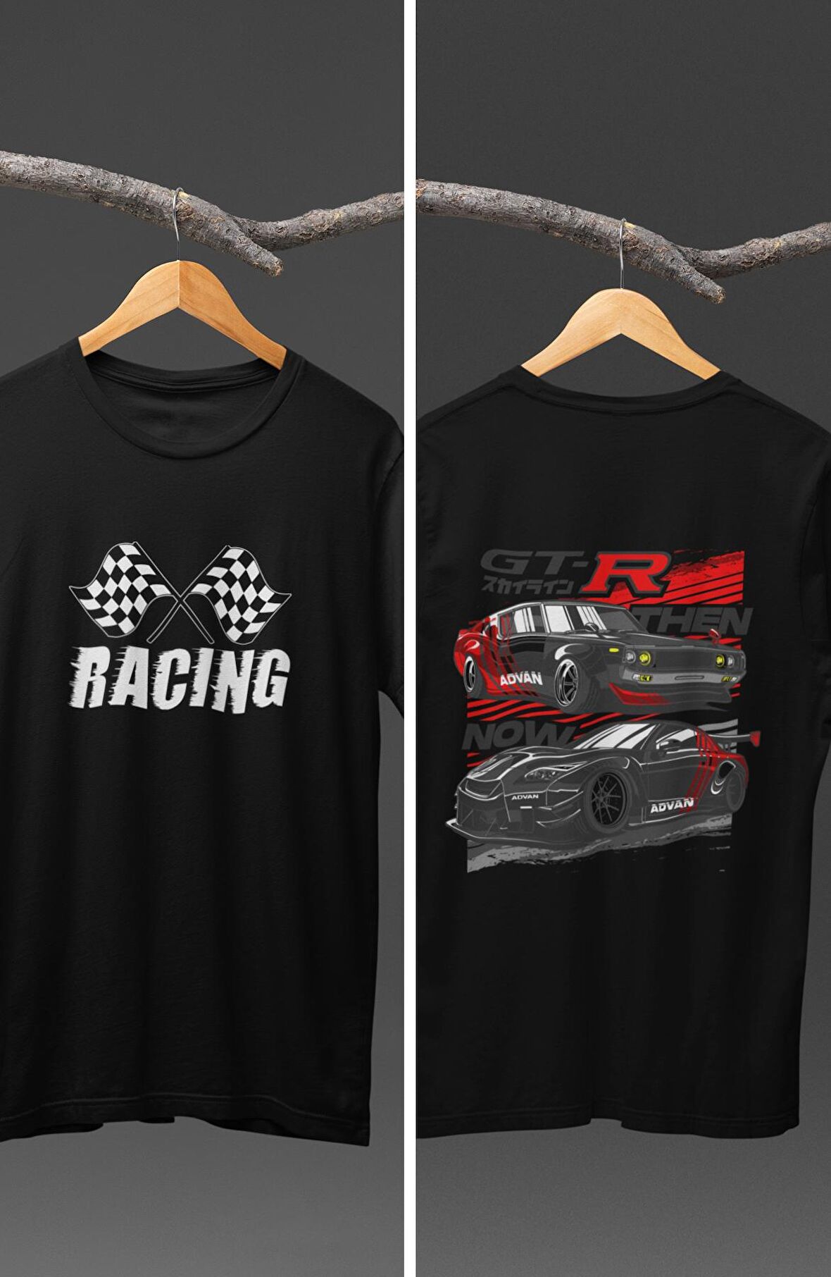 Unisex Nissan GT-R Sırt Baskılı T-shirt, Racing Araba Yarış Temalı Baskılı Tişört