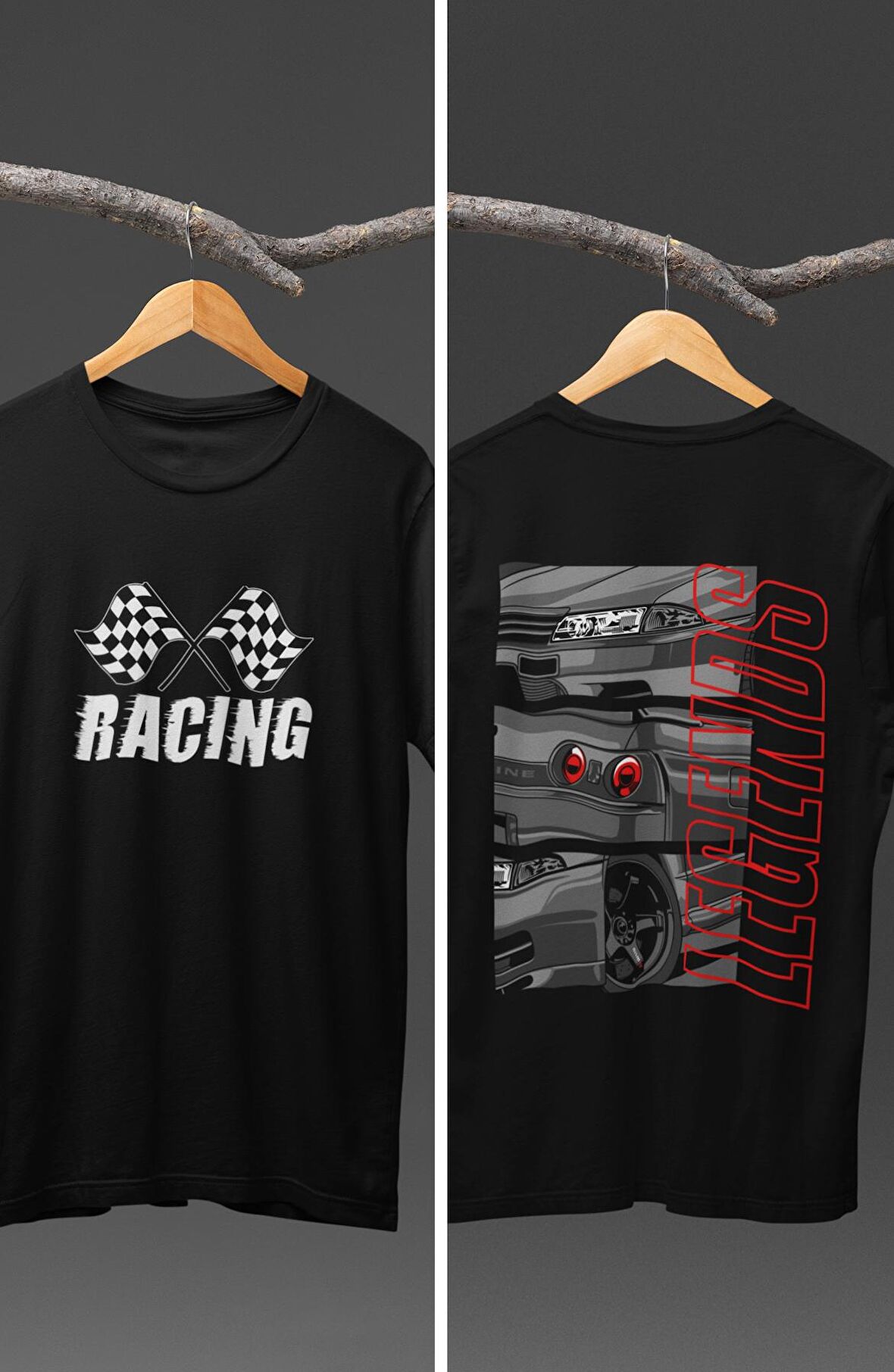 Unisex Nissan Skyline Legends Sırt Baskılı T-shirt, Racing Araba Yarış Temalı Baskılı Tişört