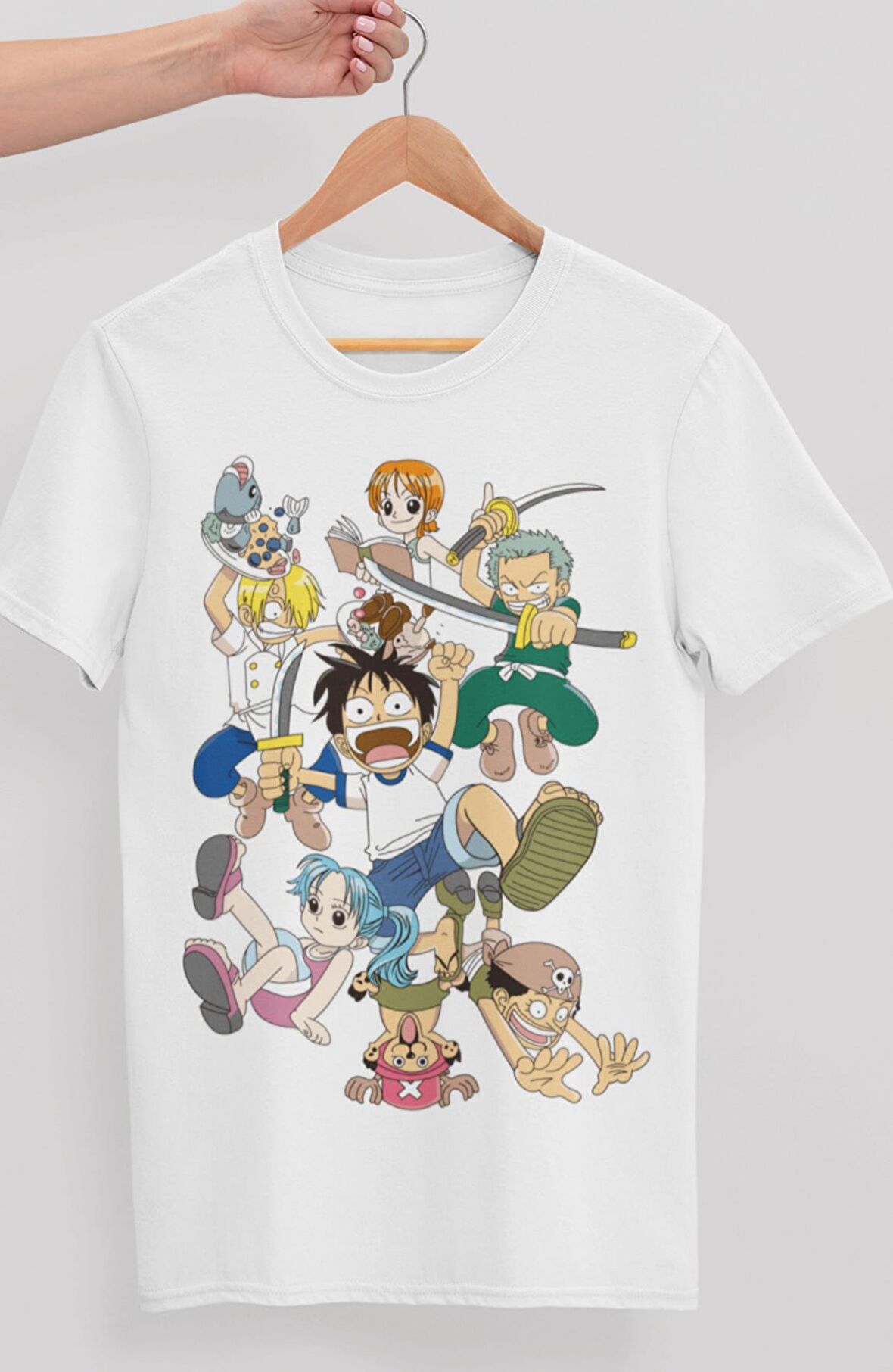 Oversize One Piece Tayfası Baskılı T-shirt, Unisex Anime Baskılı Tişört