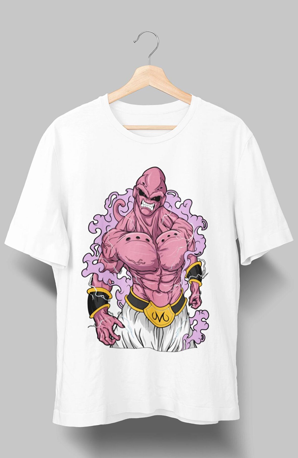 Oversize Dragon Ball Super Majin Buu Baskılı T-shirt, Unisex Anime Baskılı Tişört