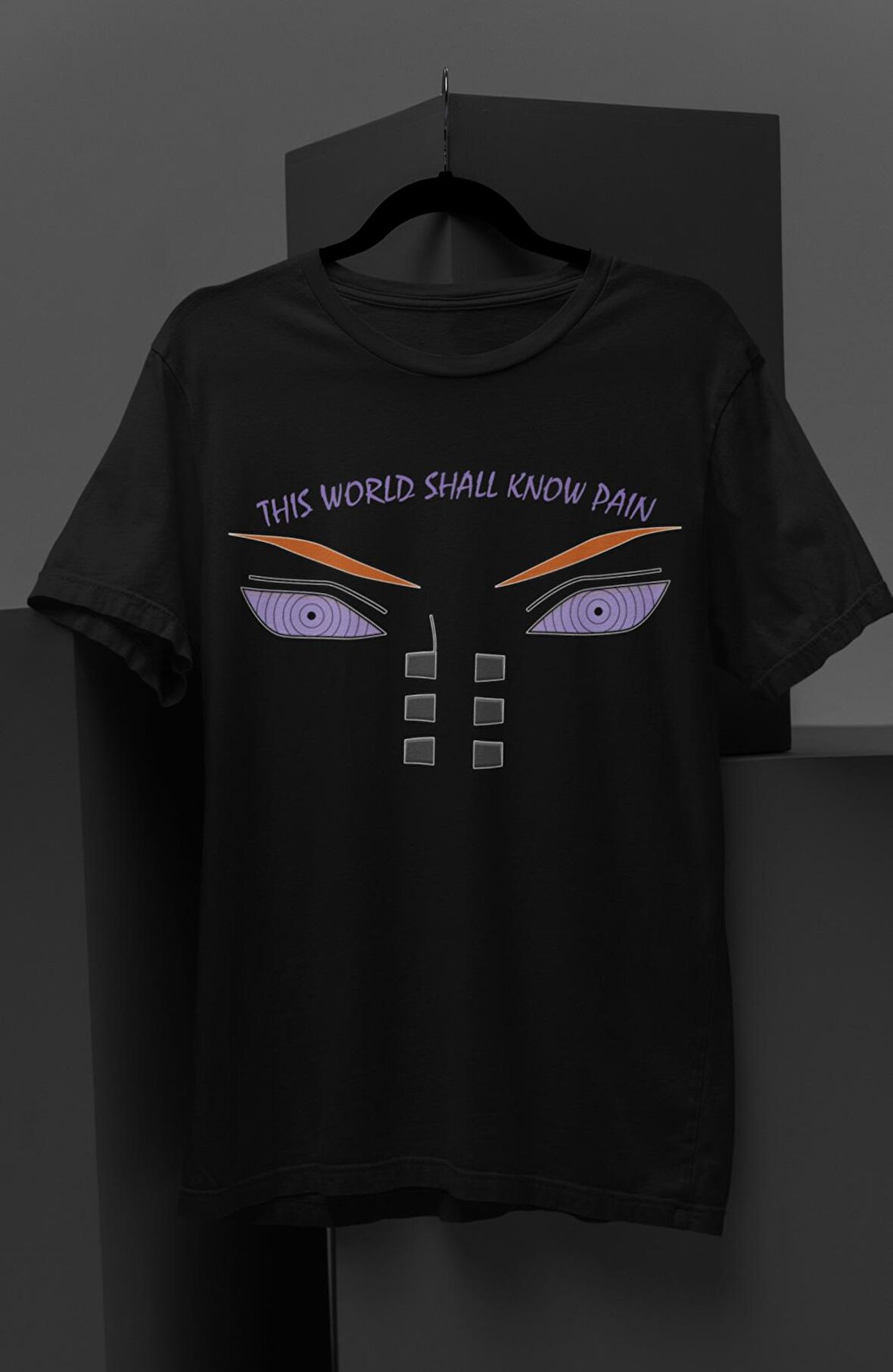 Oversize Naruto The Pain Baskılı T-shirt, Unisex Anime Baskılı Tişört