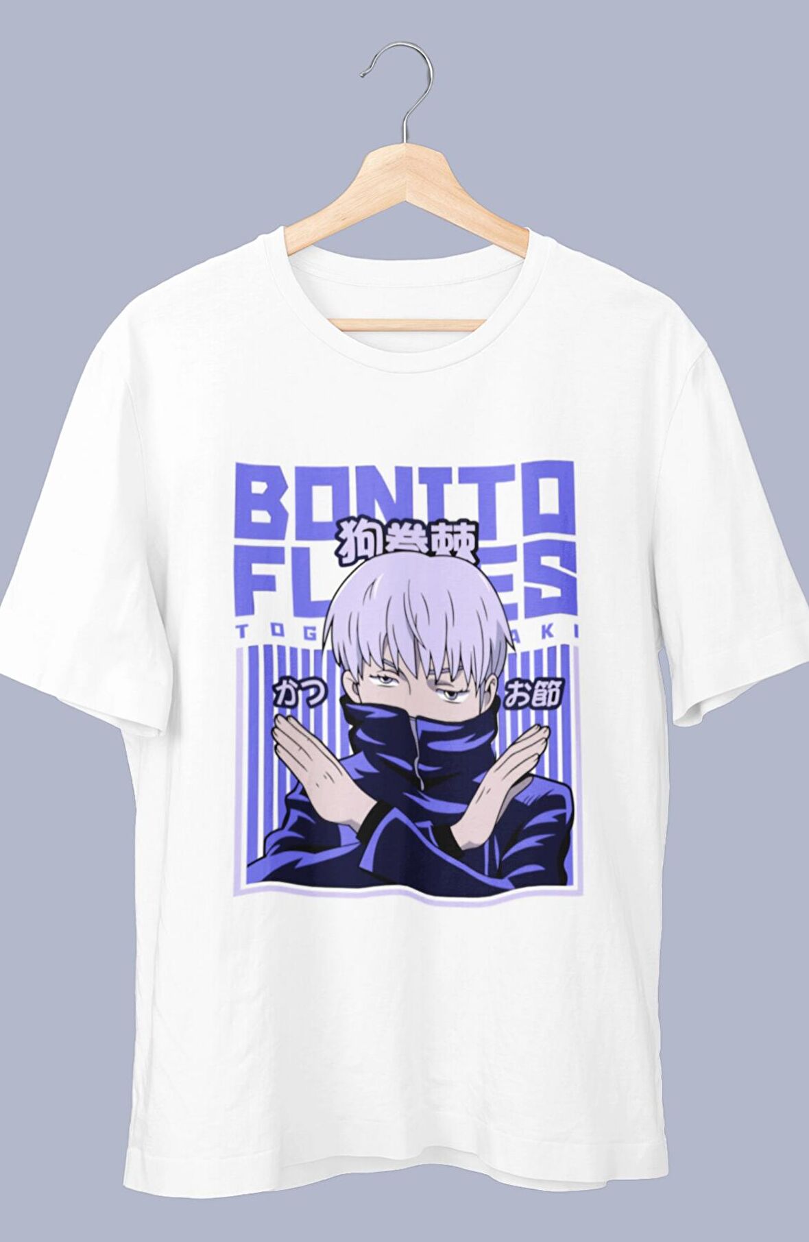 Oversize JJK Toge Inumaki Baskılı T-shirt, Unisex Anime Baskılı Tişört