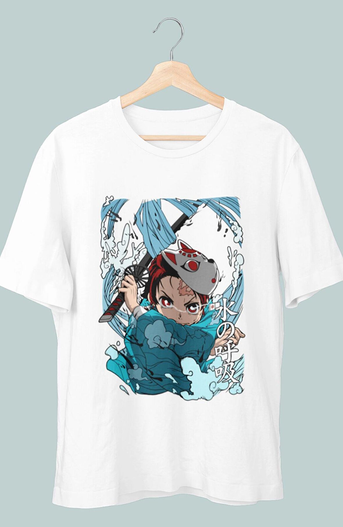 Oversize Demon Slayer Tanjiro V3 Baskılı T-shirt, Unisex Anime Baskılı Tişört