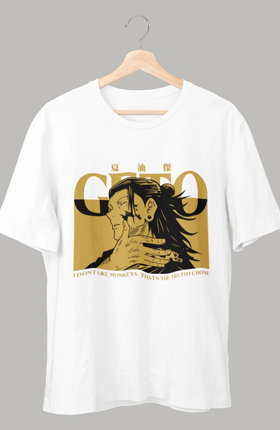 Oversize JJK Suguru Geto Baskılı T-shirt, Unisex Anime Baskılı Tişört