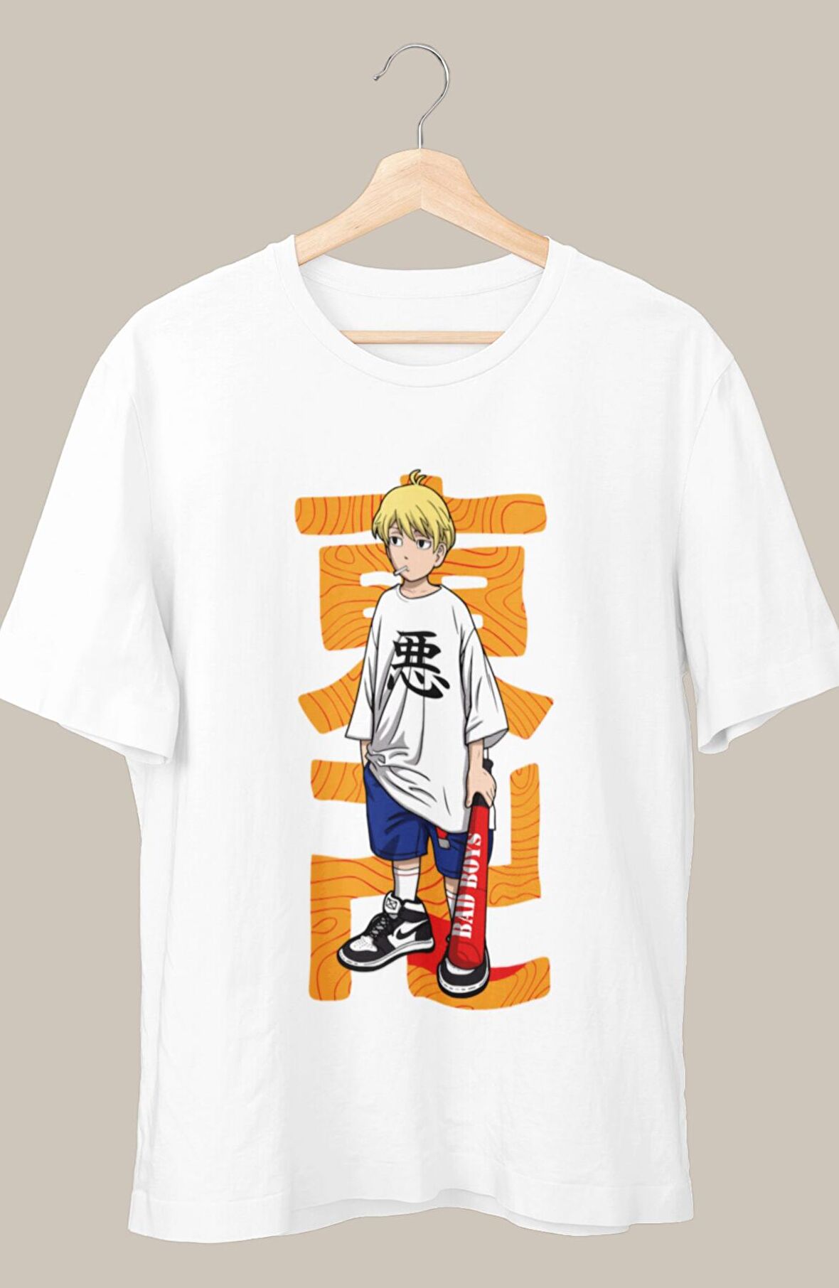 Oversize Tokyo Revengers Mikey Baskılı T-shirt, Unisex Anime Baskılı Tişört