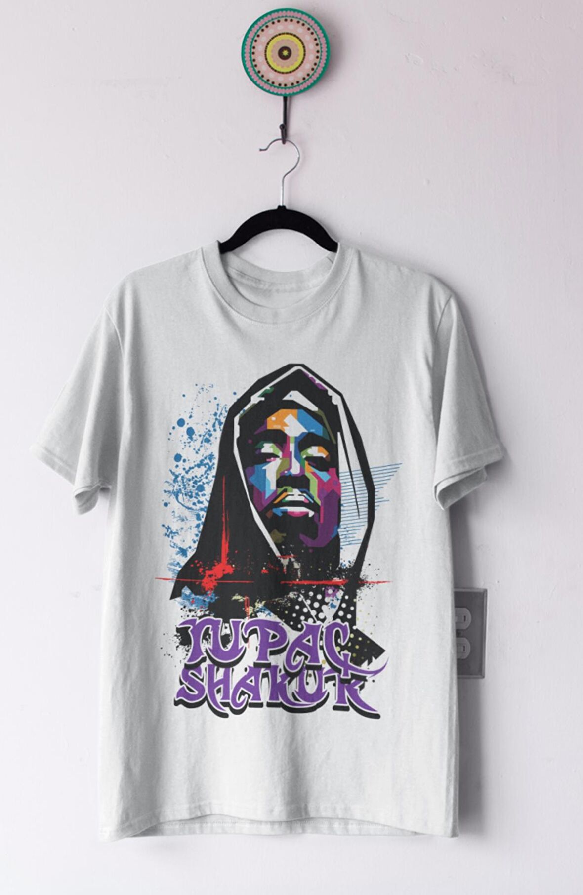 Unisex Graphic Tupac Shakur Baskılı T-shirt, Oversize 2Pac Rap Temalı Tişört