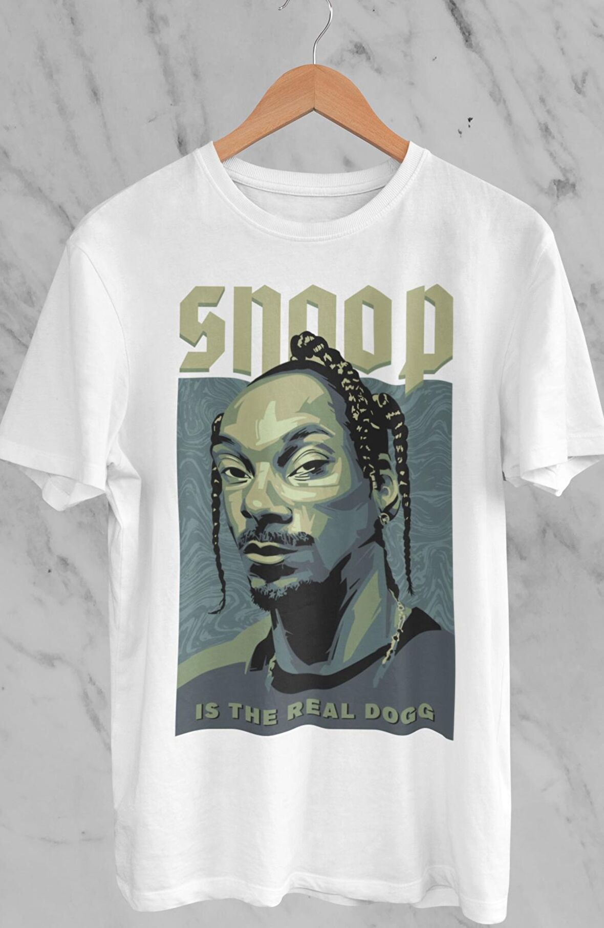 Unisex Snoop Dogg Baskılı T-shirt, Oversize Is The Real Dogg Rapçiler Serisi Tişört
