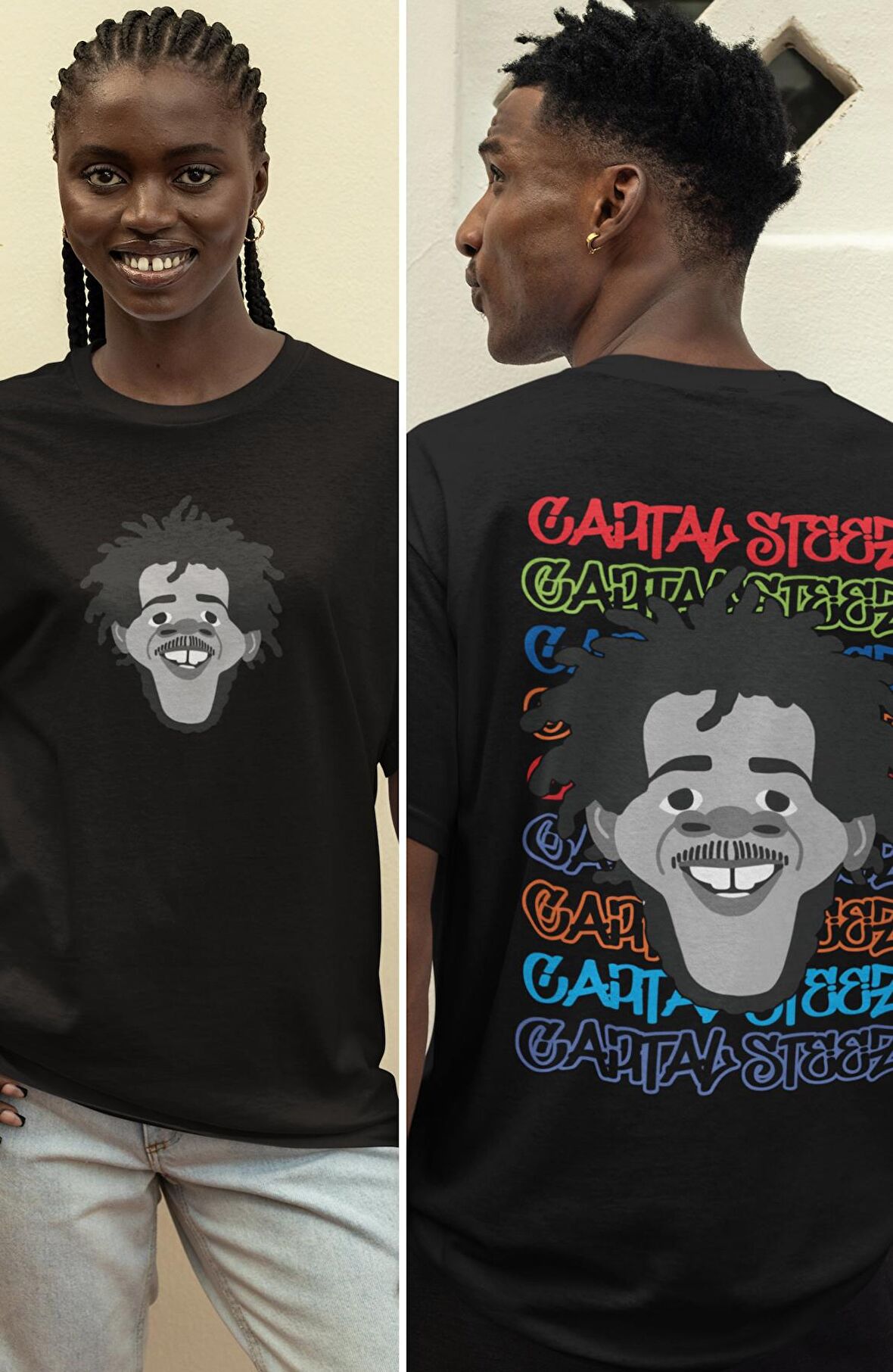 Oversize Capital Steez Sırt Baskılı T-shirt, Unisex Rap Music Tişört