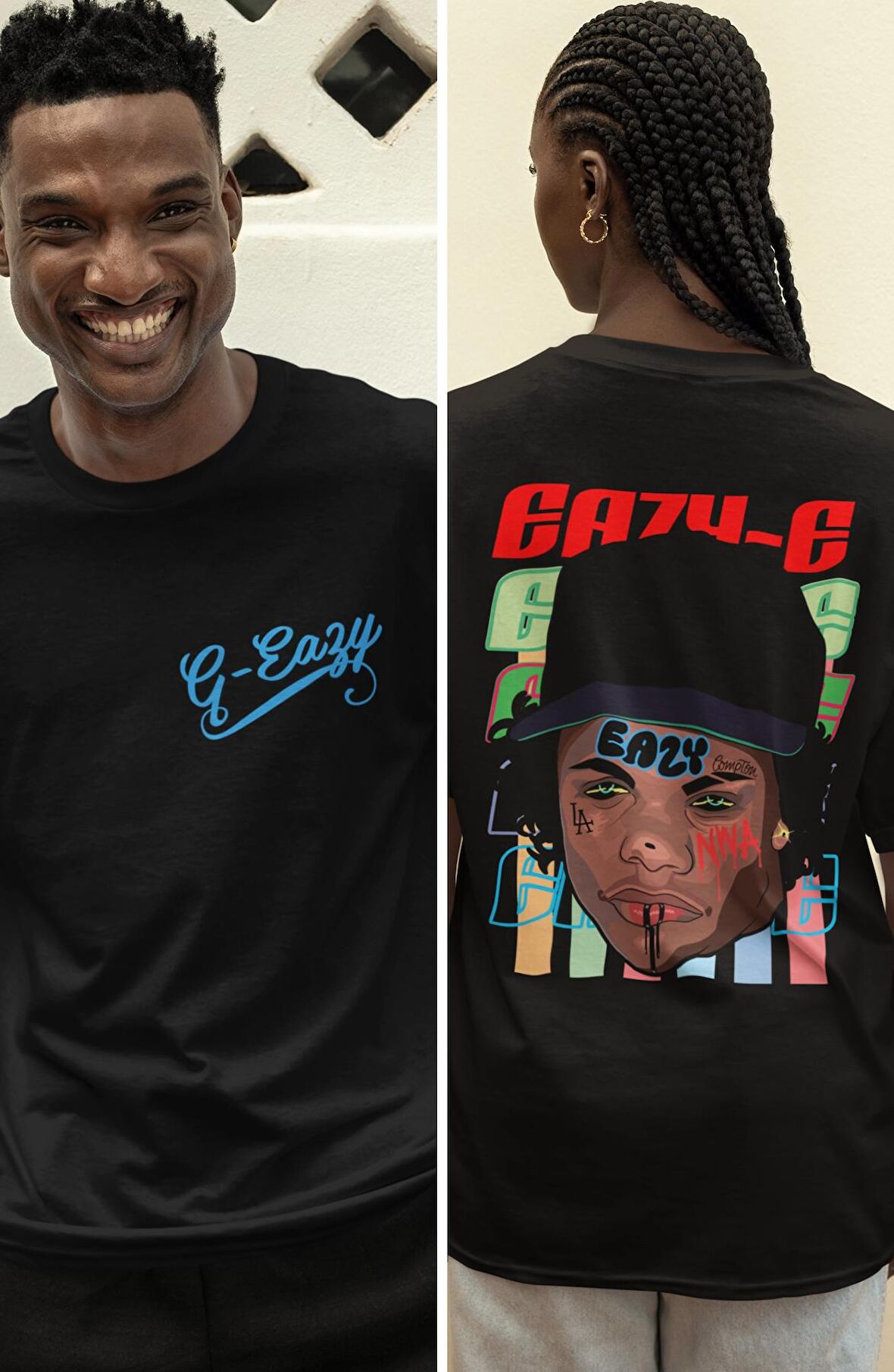 Oversize Eazy-E Sırt Baskılı T-shirt, Unisex Rapper Baskılı Tişört