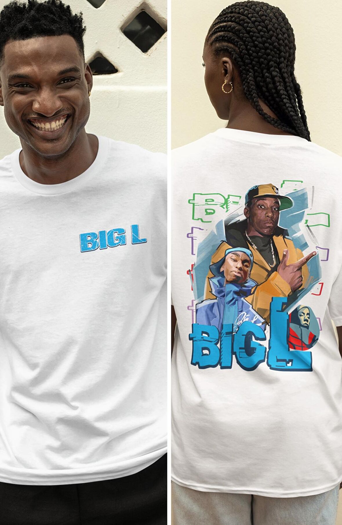 Oversize Rapper Big- L Sırt Baskılı T-shirt, Unisex Rap Music Baskılı Tişört