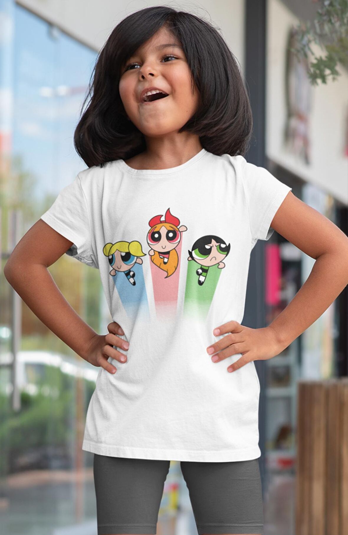 Powerpuff Girls Baskılı Kız Çocuk Tişört, Buttercup Blossom Bubbles Baskılı Kız Bebek T-Shirt