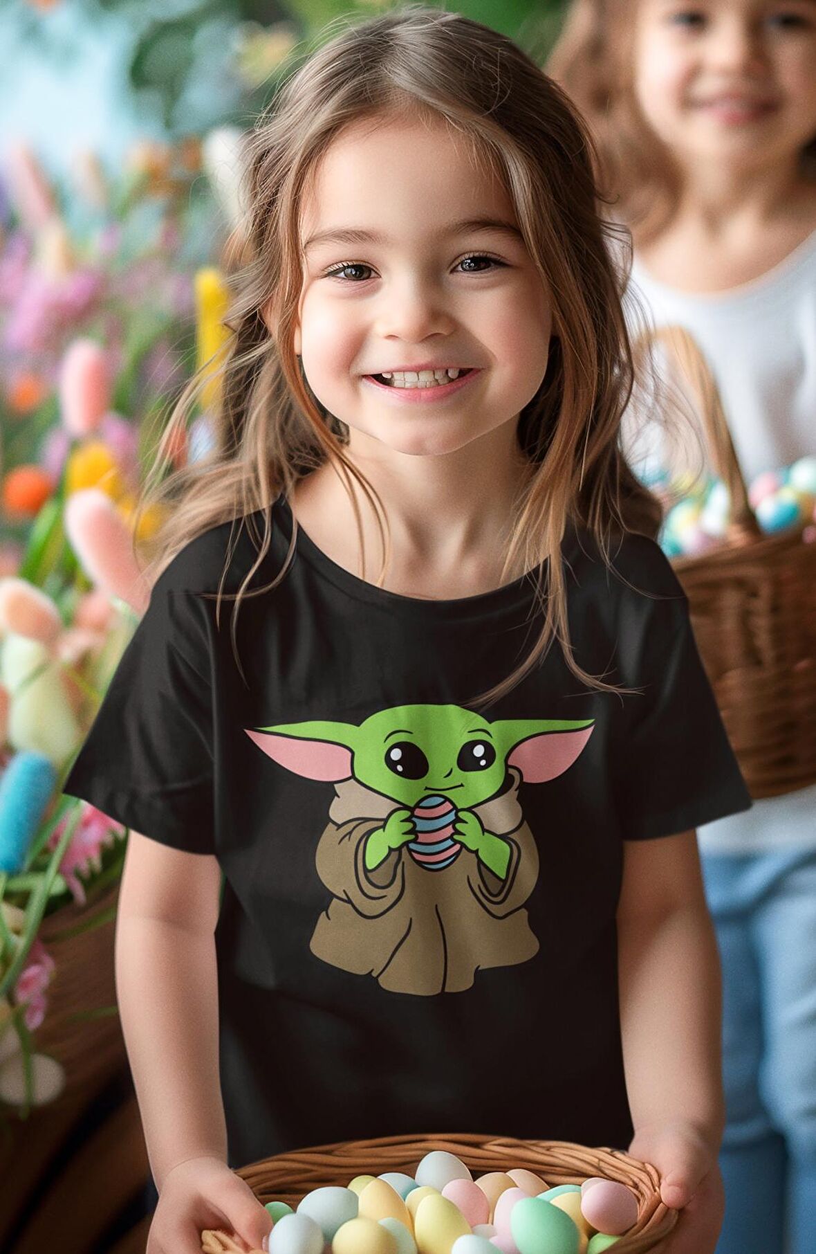 Baby Yoda Baskılı Çocuk Tişört, Unisex Star Wars Baskılı Bebek T-Shirt