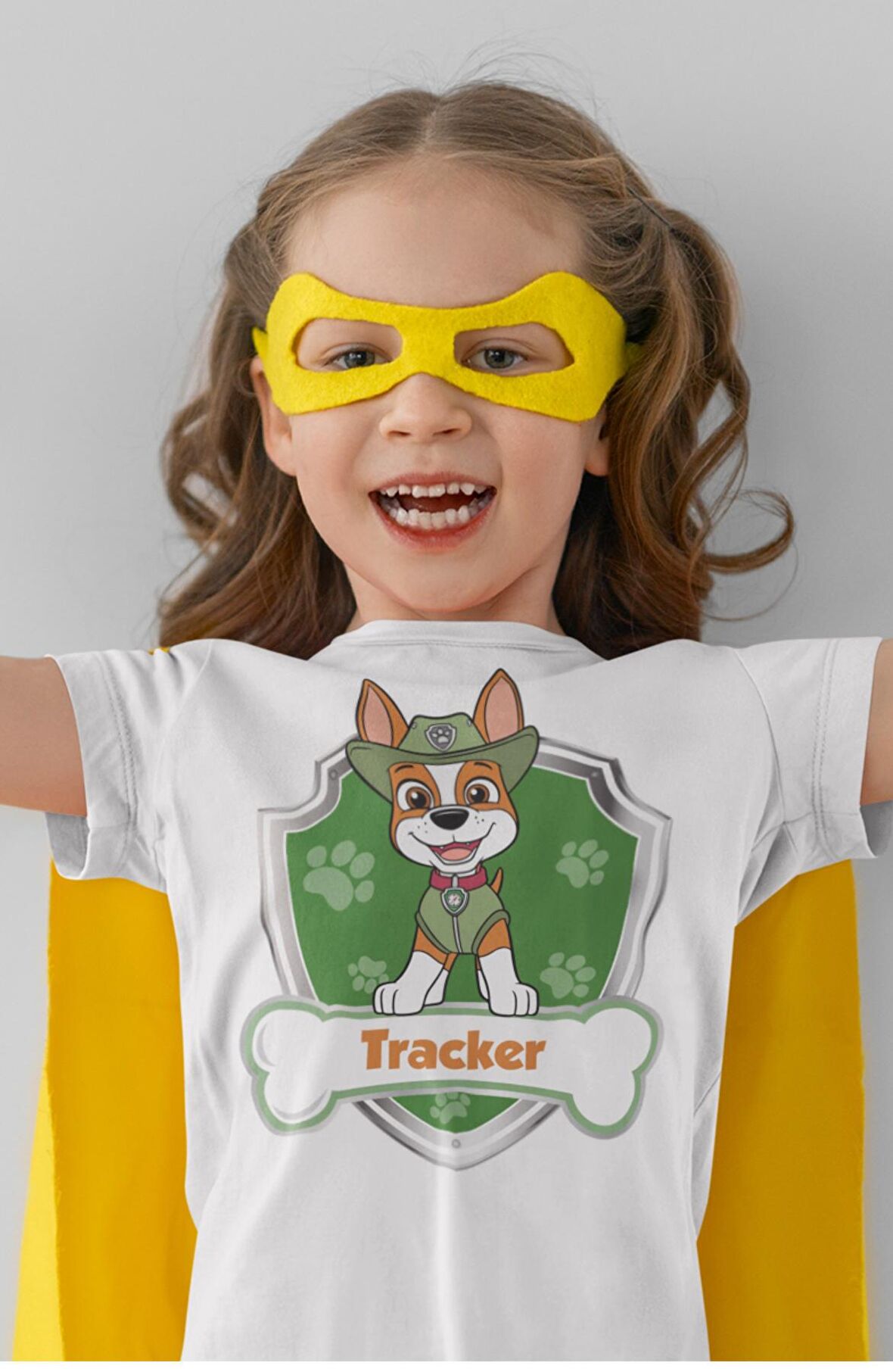 Paw Patrol Tracker Baskılı Çocuk Tişört, Unisex Çizgi Film Baskılı Bebek T-Shirt