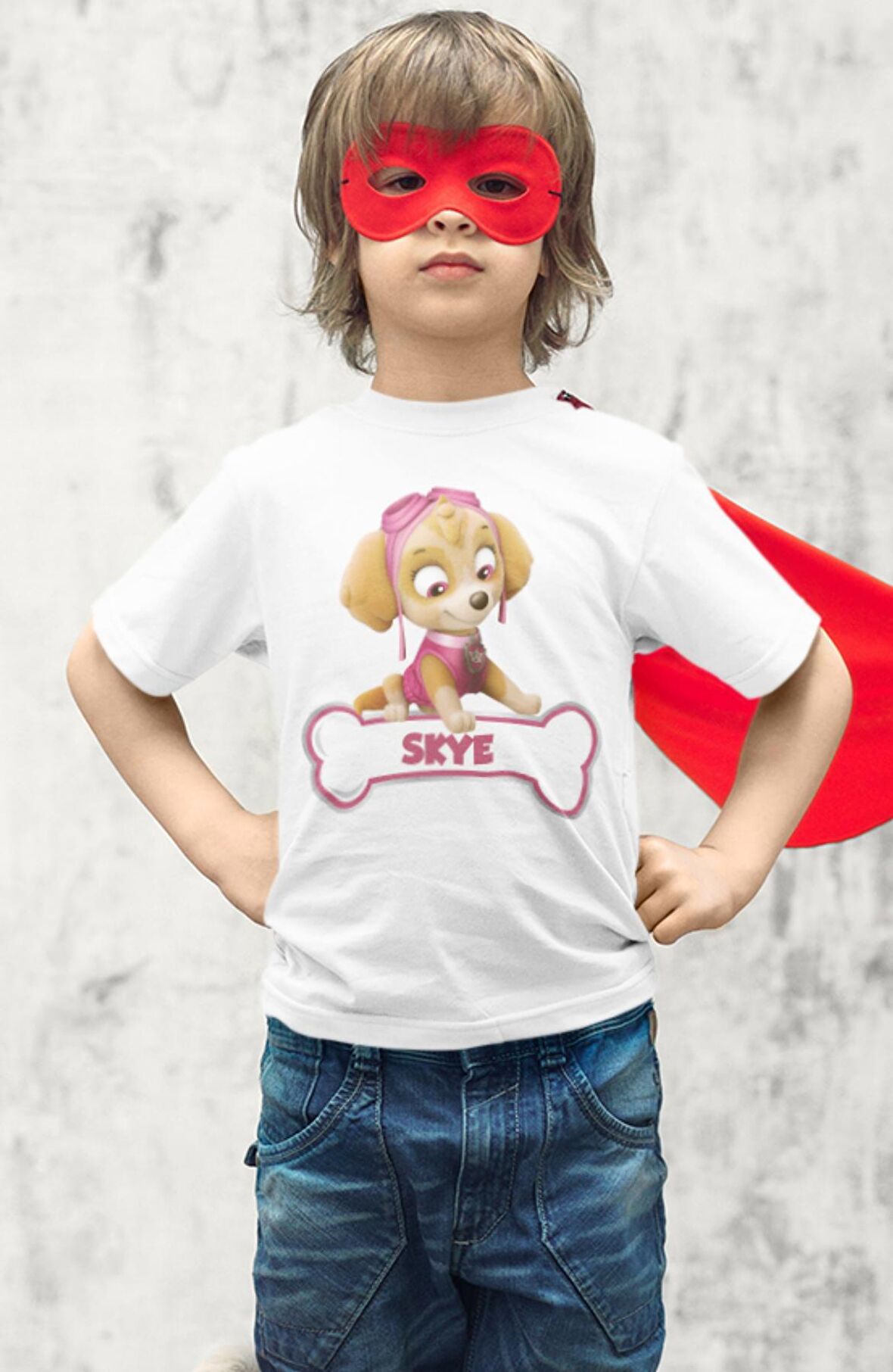 Paw Patrol Sevimli Skye Baskılı Çocuk Tişört, Unisex Çizgi Film Baskılı Bebek T-Shirt