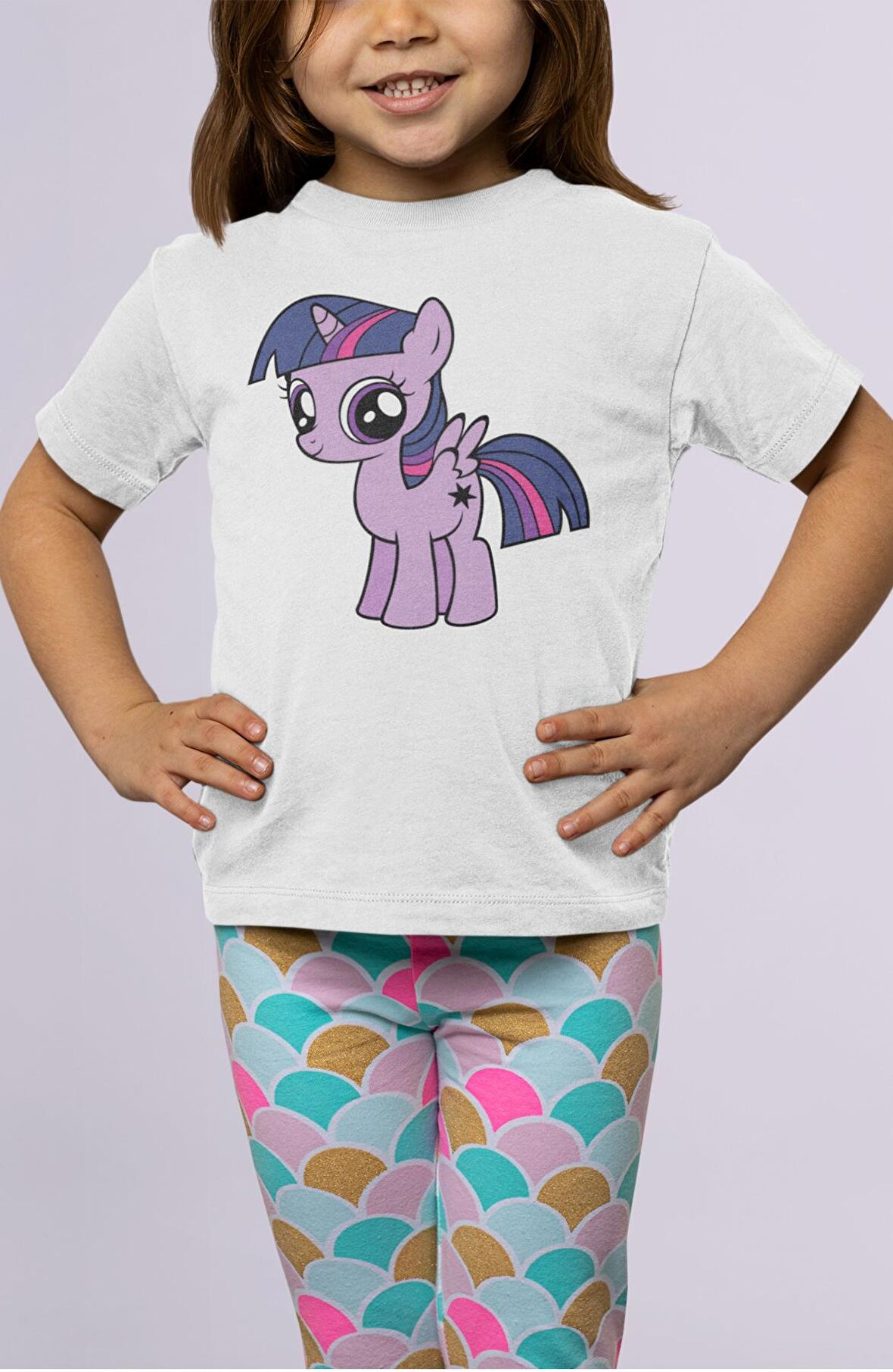 My Little Pony Twilight Sparkle Baskılı Çocuk Tişört, Unisex Çizgi Film Baskılı Bebek T-Shirt