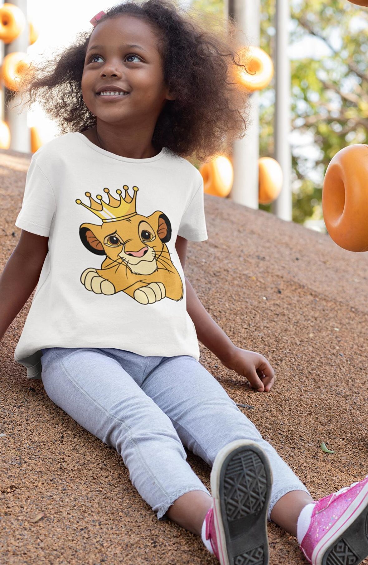 Aslan Kral Simba Baskılı Çocuk Tişört, Unisex Çizgi Film Baskılı Bebek T-Shirt