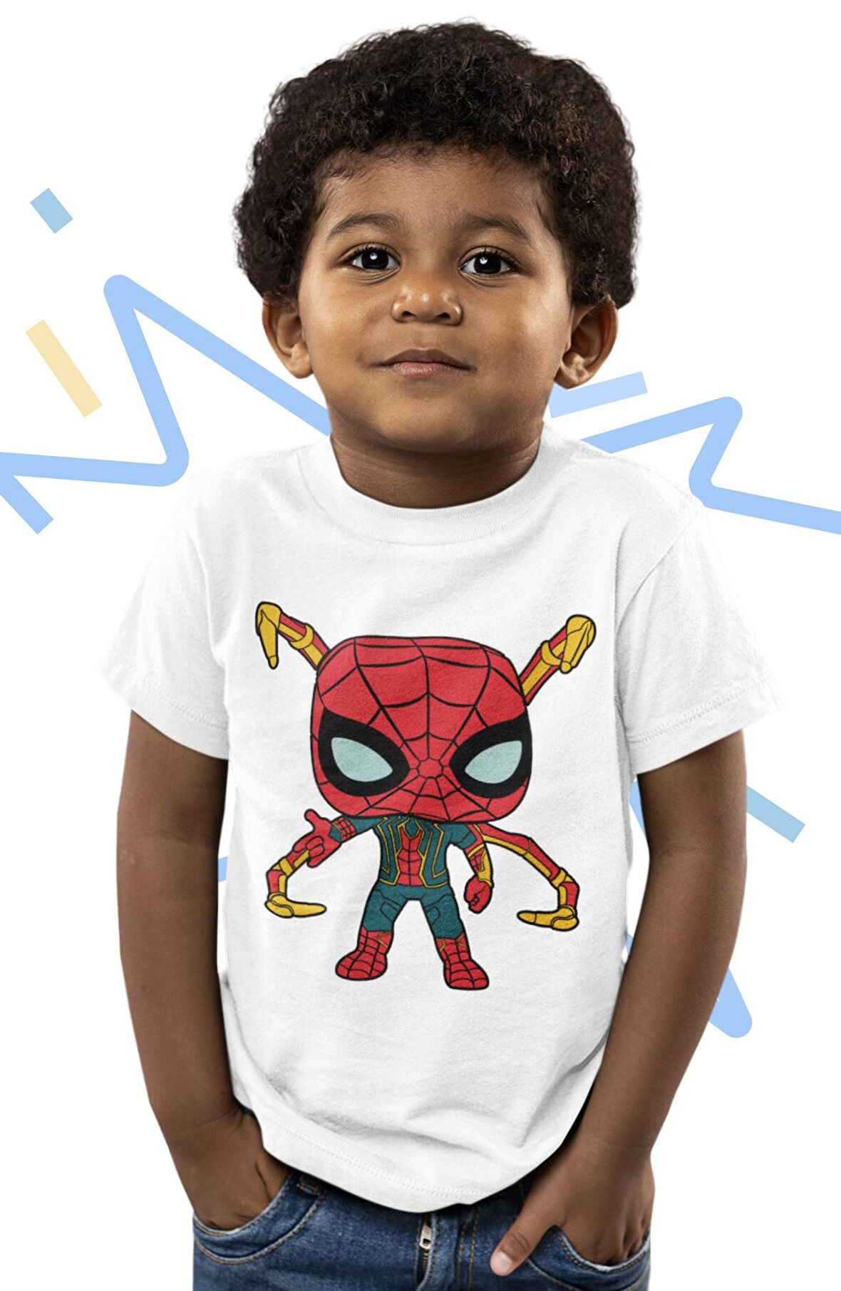 Baby Örğmcek Adam Baskılı Çocuk Tişört, Unisex Spiderman Baskılı Bebek T-Shirt