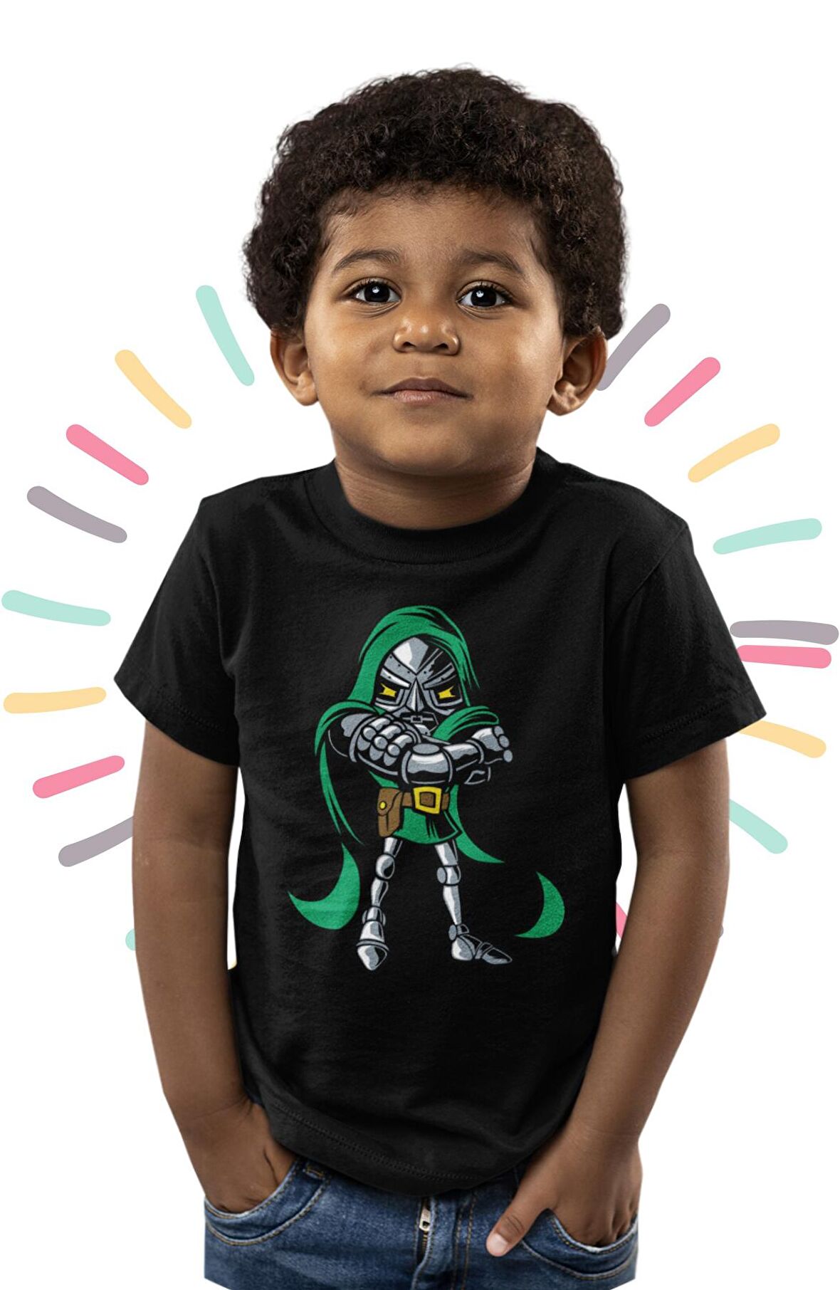 Baby Doctor Doom Baskılı Çocuk Tişört, Unisex Marvel Baskılı Bebek T-Shirt