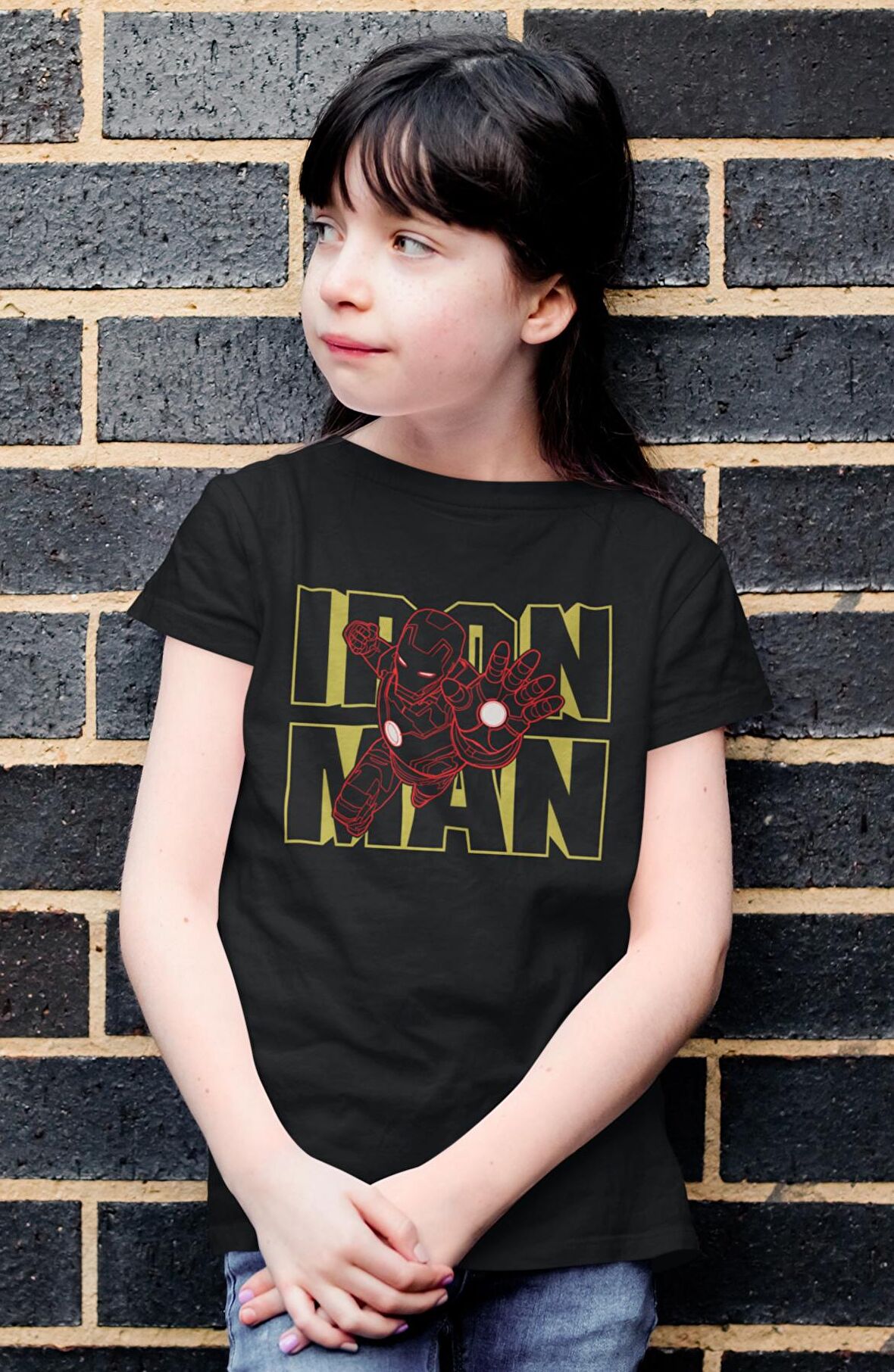 Ironman Yazılı Çocuk Tişört, Unisex Çizgi Film Baskılı Bebek T-Shirt