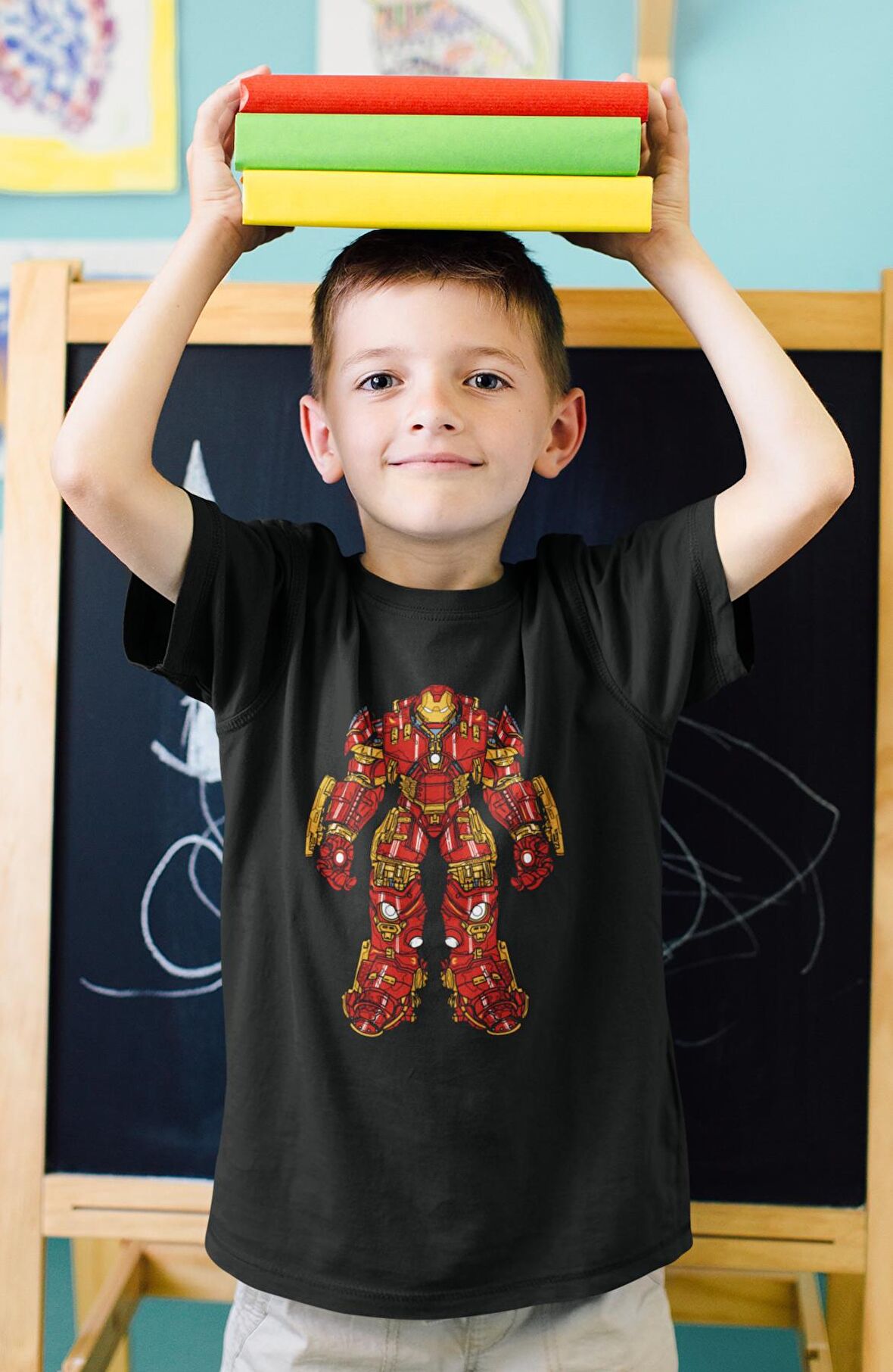 Marvel Ironman Baskılı Çocuk Tişört, Unisex Marvel Baskılı Bebek T-Shirt