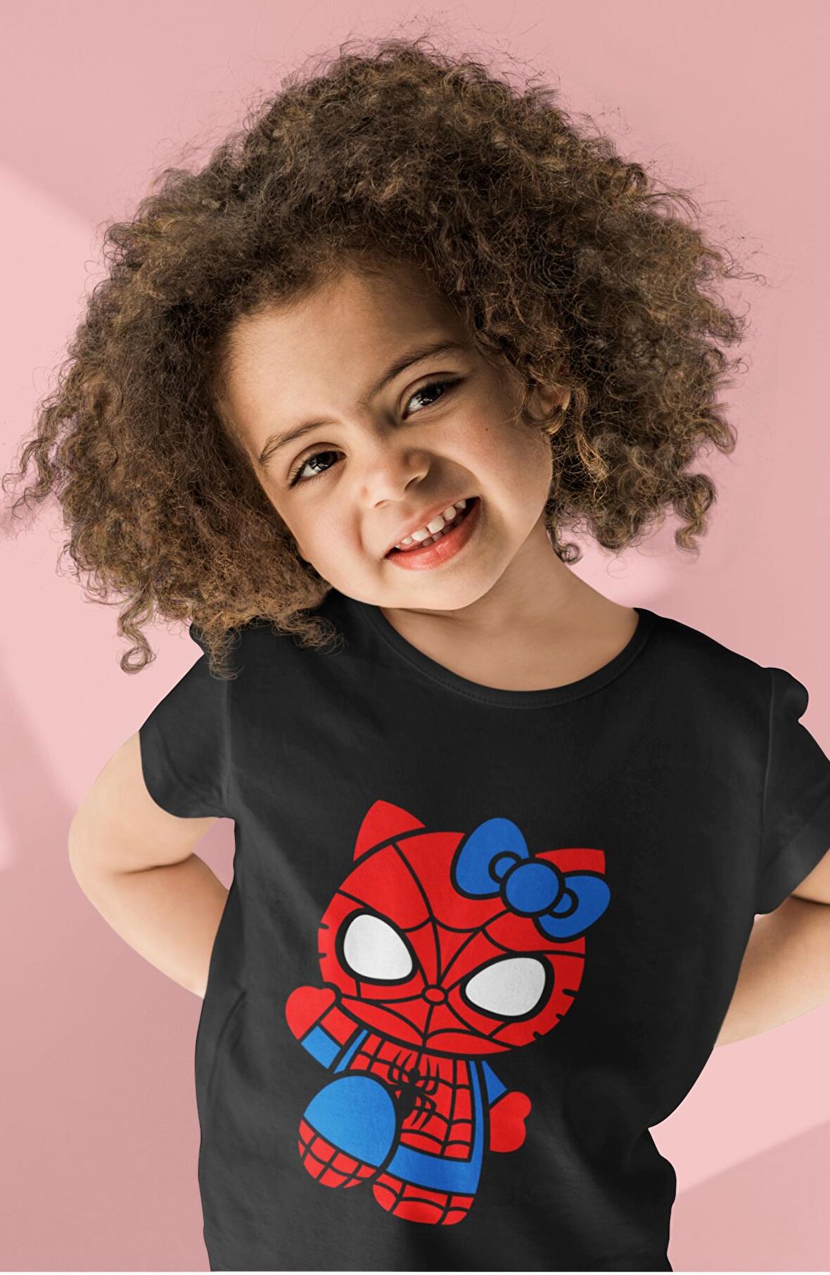 Spider Hello Kitty Baskılı Çocuk Tişört, Unisex Hello Kitty Baskılı Bebek T-Shirt