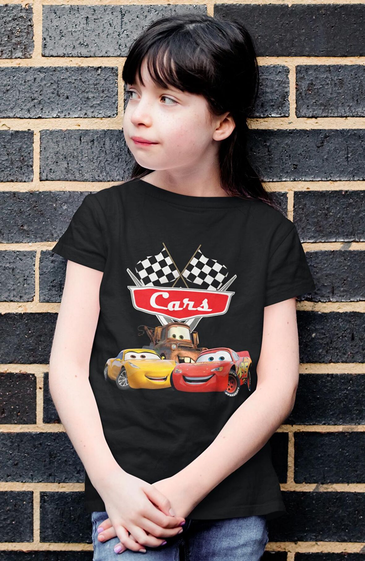 Arabalar Baskılı Unisex Çocuk Tişört, Şimşek Mcqueen Baskılı Bebek T-Shirt