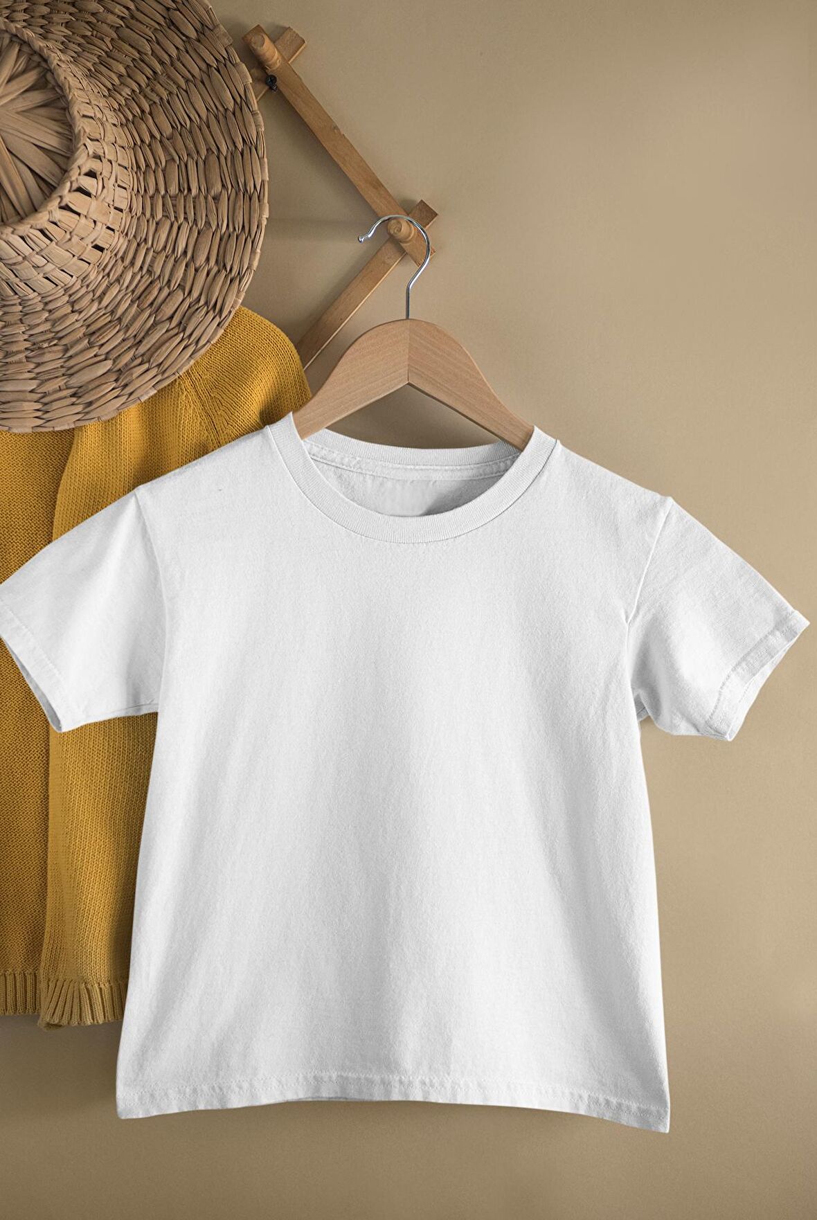 Çocuk Düz Basic Tişört, Erkek Kız Çocuk Baskısız Bebek T-Shirt