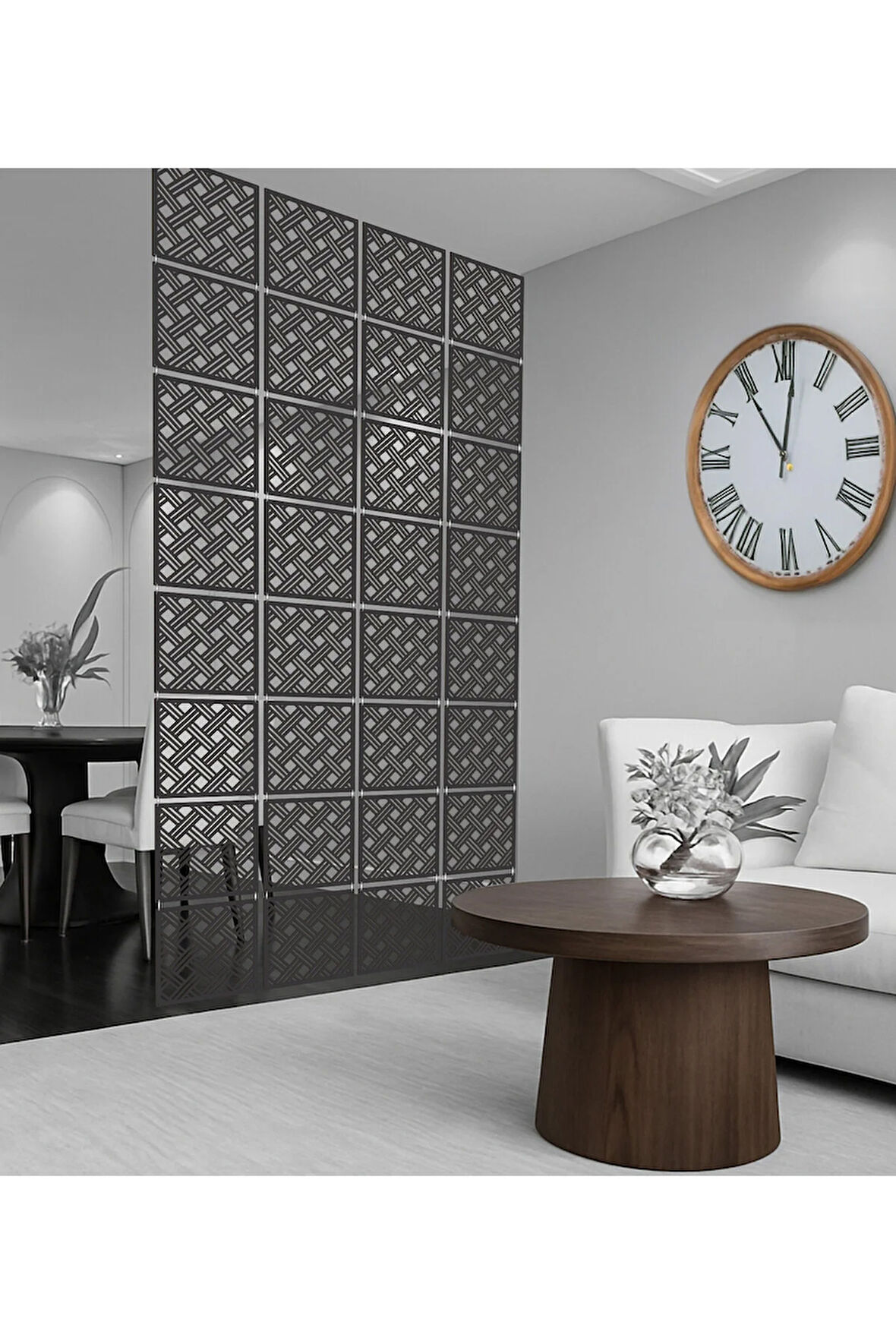 Açık Sepet Örgüsü Lazer Kesim Paravan, Ahşap Seperatör, Panel Levha Seti Ahşap Oda Bölücü