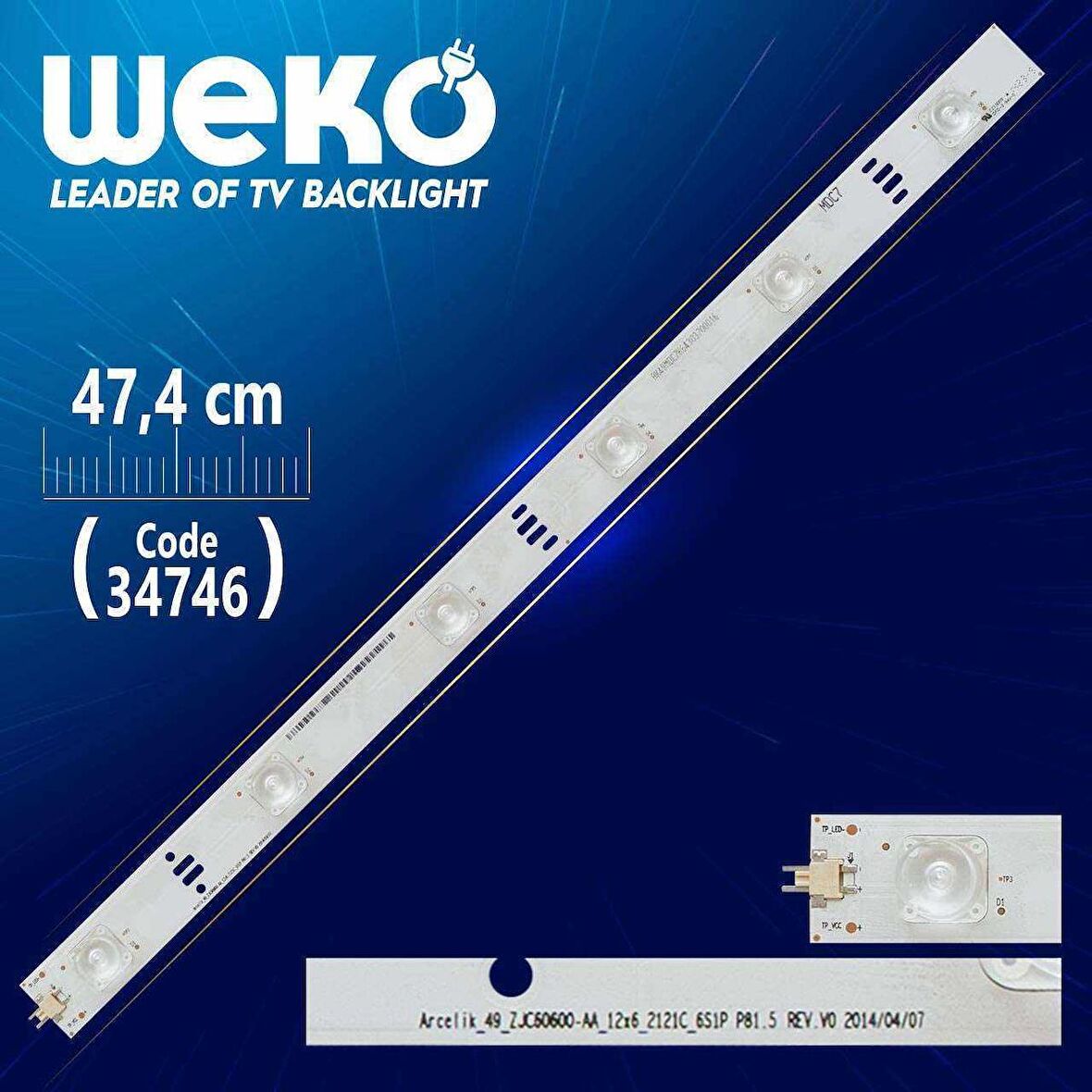 ARCELİK_49_ZJC60600-AA_12X6_2121C_6S1P P81.5 REV.V0 - 47.4 CM 6 LEDLİ - (WK-47)