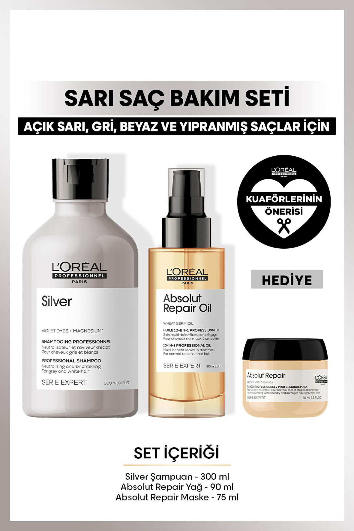 Loreal Serie Expert Sarı Saçlar Için Yoğun Onarıcı Bakım Seti, Silver