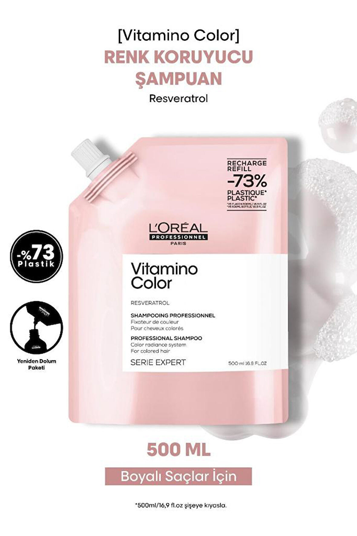 L'oreal Professionnel Vitamino Color Boyalı Saçlar için Renk Koruyucu Refill Şampuan 500 ML