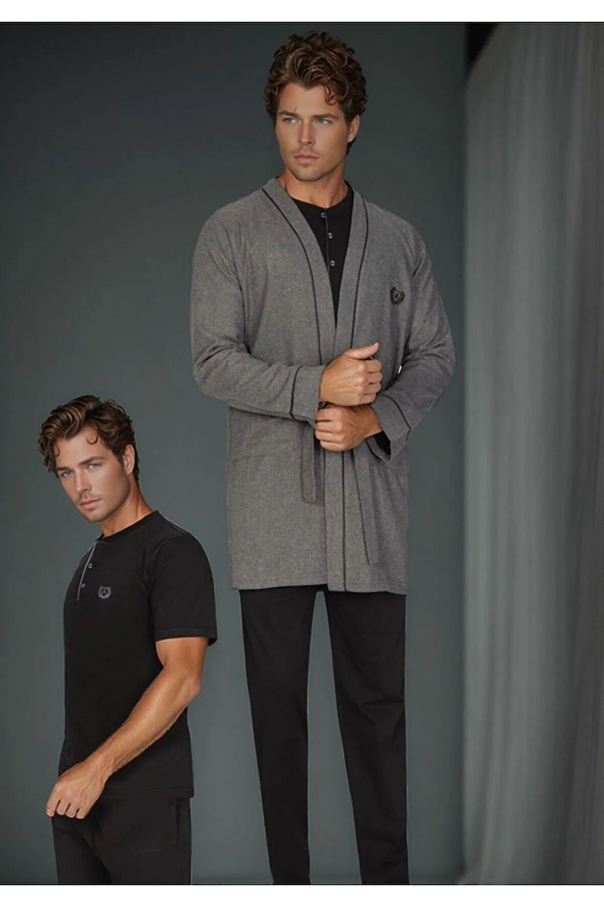 Erkek %100 Pamuk Penye 5 Parça Kutulu Robdöşambr - Yazlık & Kışlık Pijama Takımı Set L1.ANC.3550.01